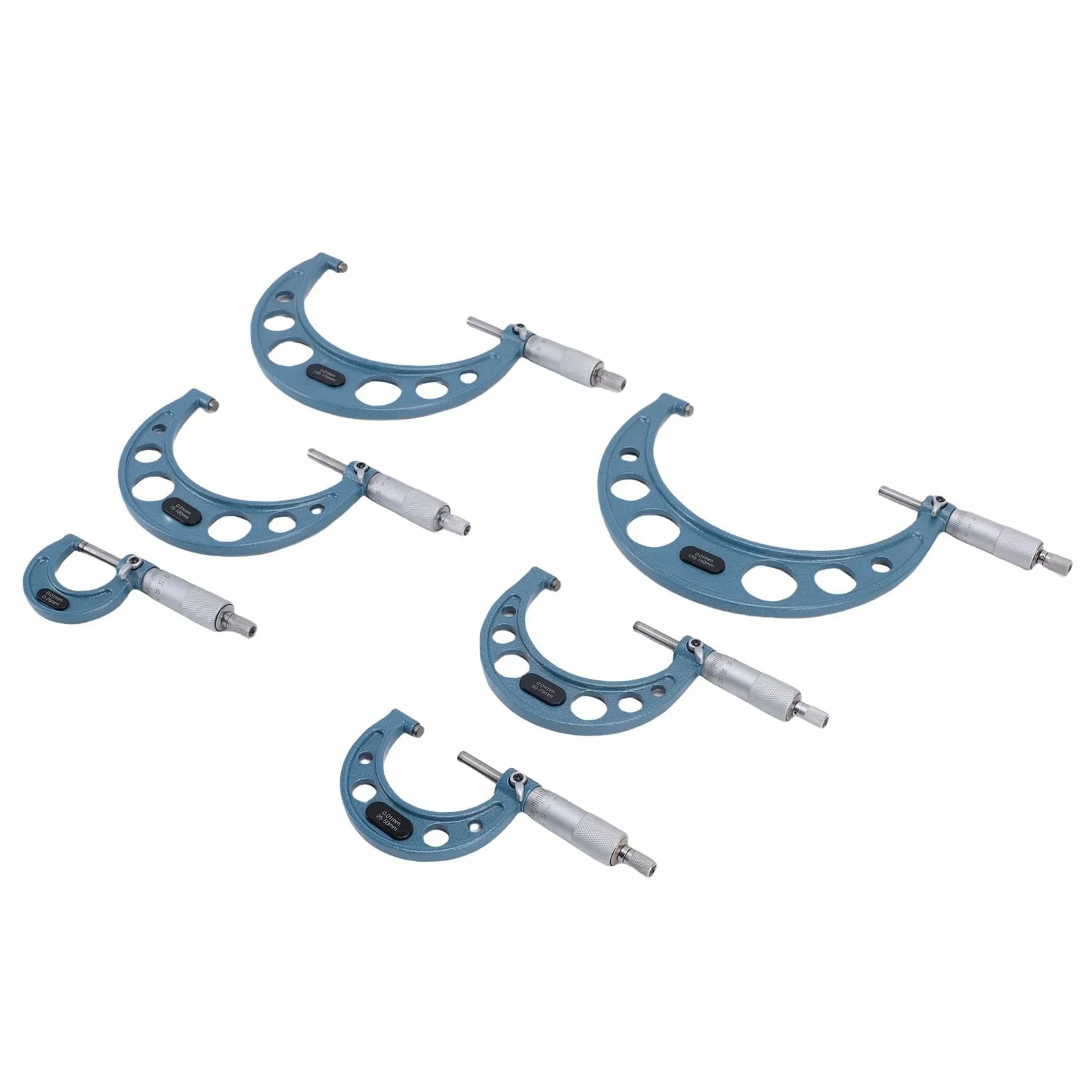 Generic Juego de Micrómetro Exterior, Herramienta de Precisión de 6 Uds para Mediciones Precisas, Juego de Maquinista de Rango de 0-150mm con Acero y Carburo