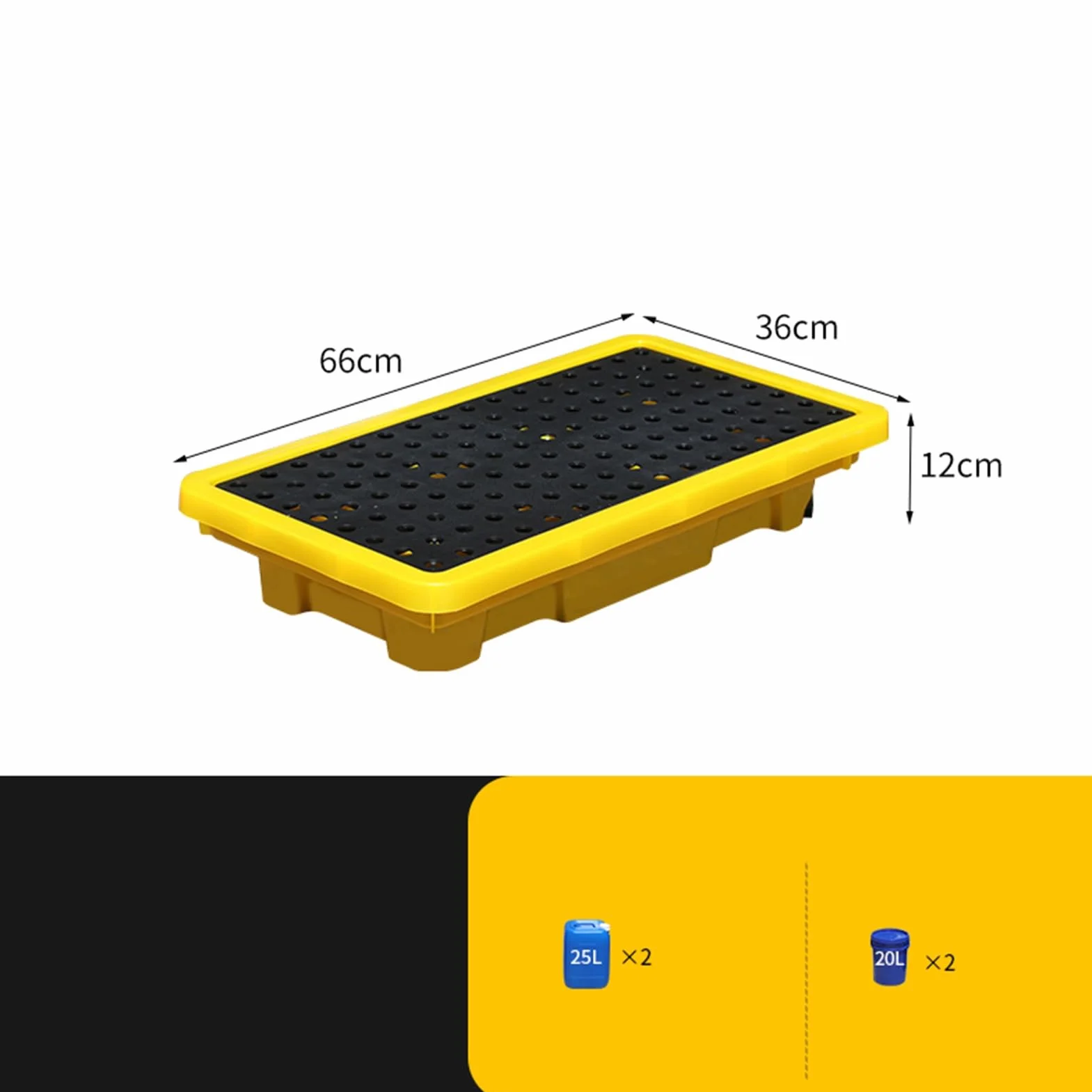 XPLKQXE Plataforma Modular Bidones 1/2, Bandeja Contención Derrames Bidones, Capacidad Carga 2000 LB, Plataforma Contención Derrames, Bandeja Polietileno Derrames(66x36x12cm)