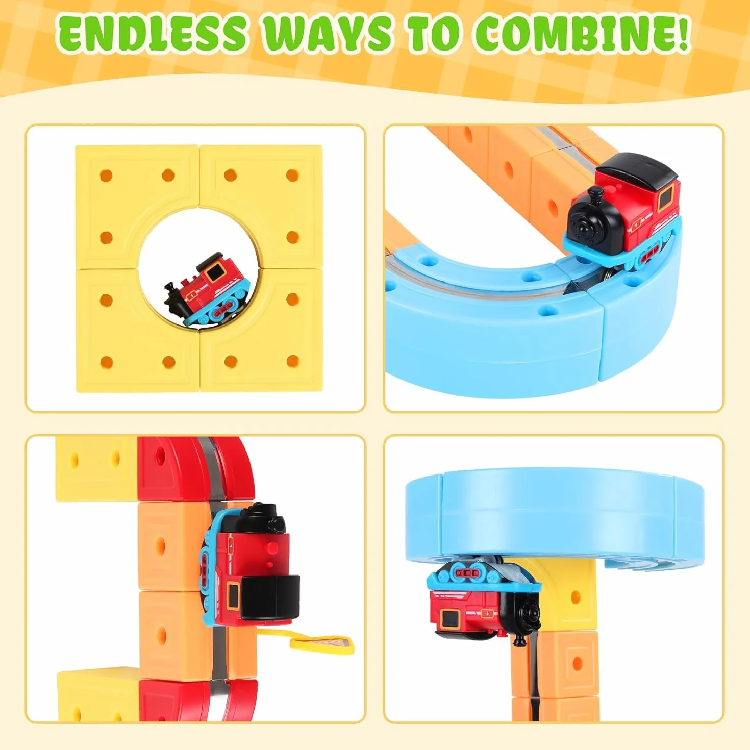 Felly Electric Train Set para Niños con Pista Flexible 3D, Juguete de Aprendizaje DIY Cube Track, Regalo 3-12 Años