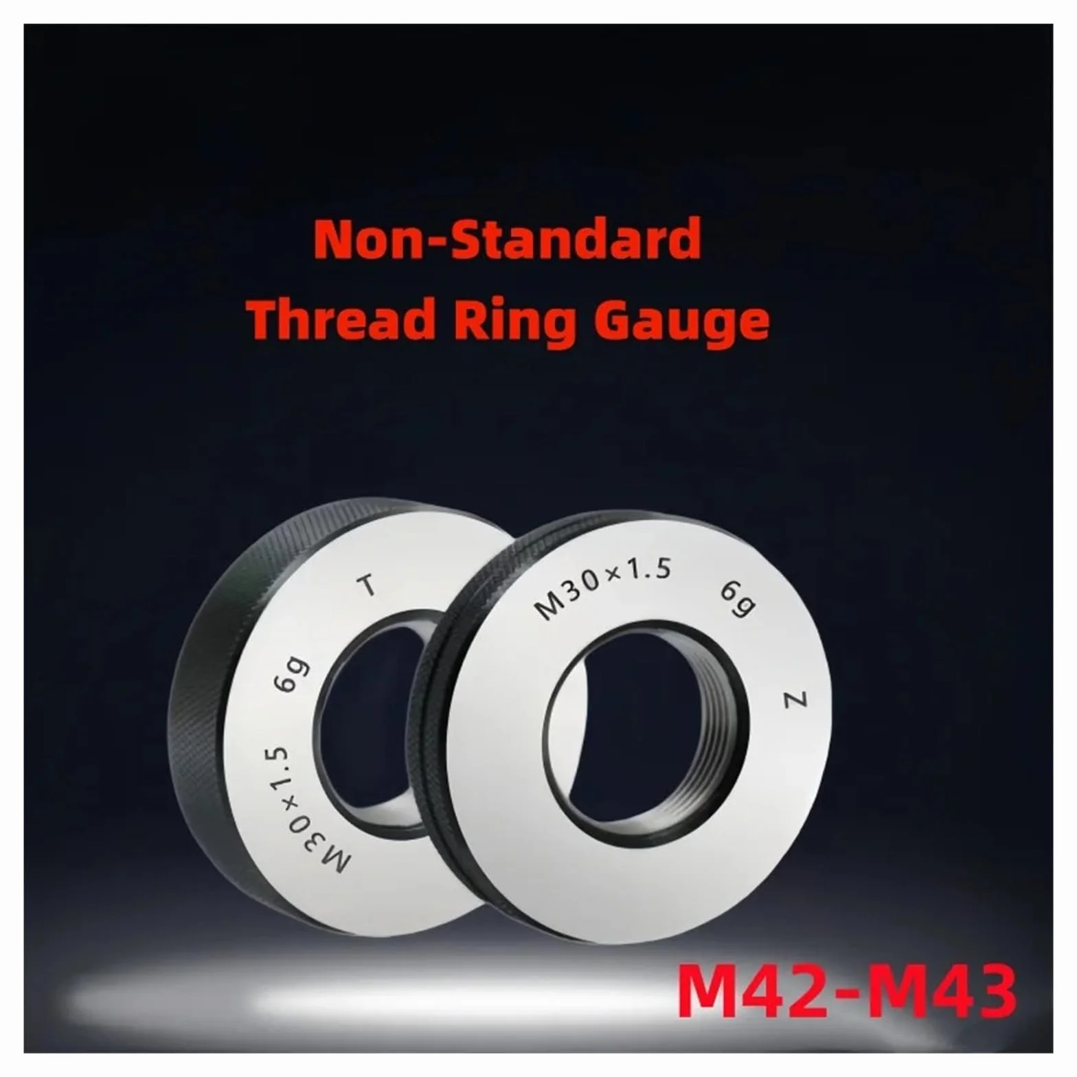 medidor de anillo 1 juego (1 pasa + 1 no pasa) calibre de rosca métrica no estándar de dientes finos M42-M43, herramienta de medición de 6 g, M42, M43 x 1,5, 0,5, 1,25, 0,75, 2(M42X2 6g T Z)