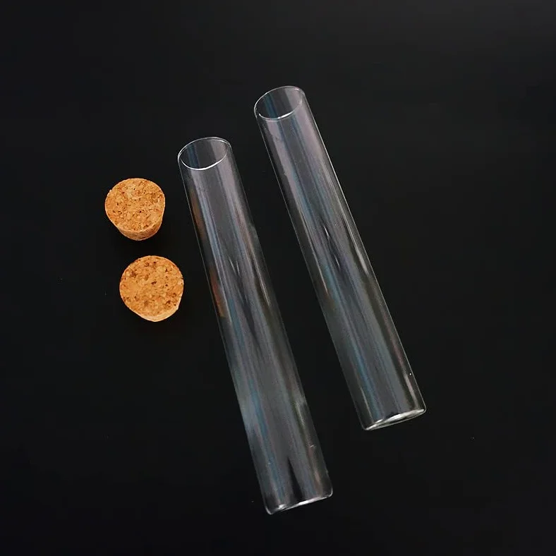 24 unids/Lote 25x150mm Tubo de ensayo de Vidrio de Fondo Plano Transparente con Tapones de Corcho Suministros de Laboratorio