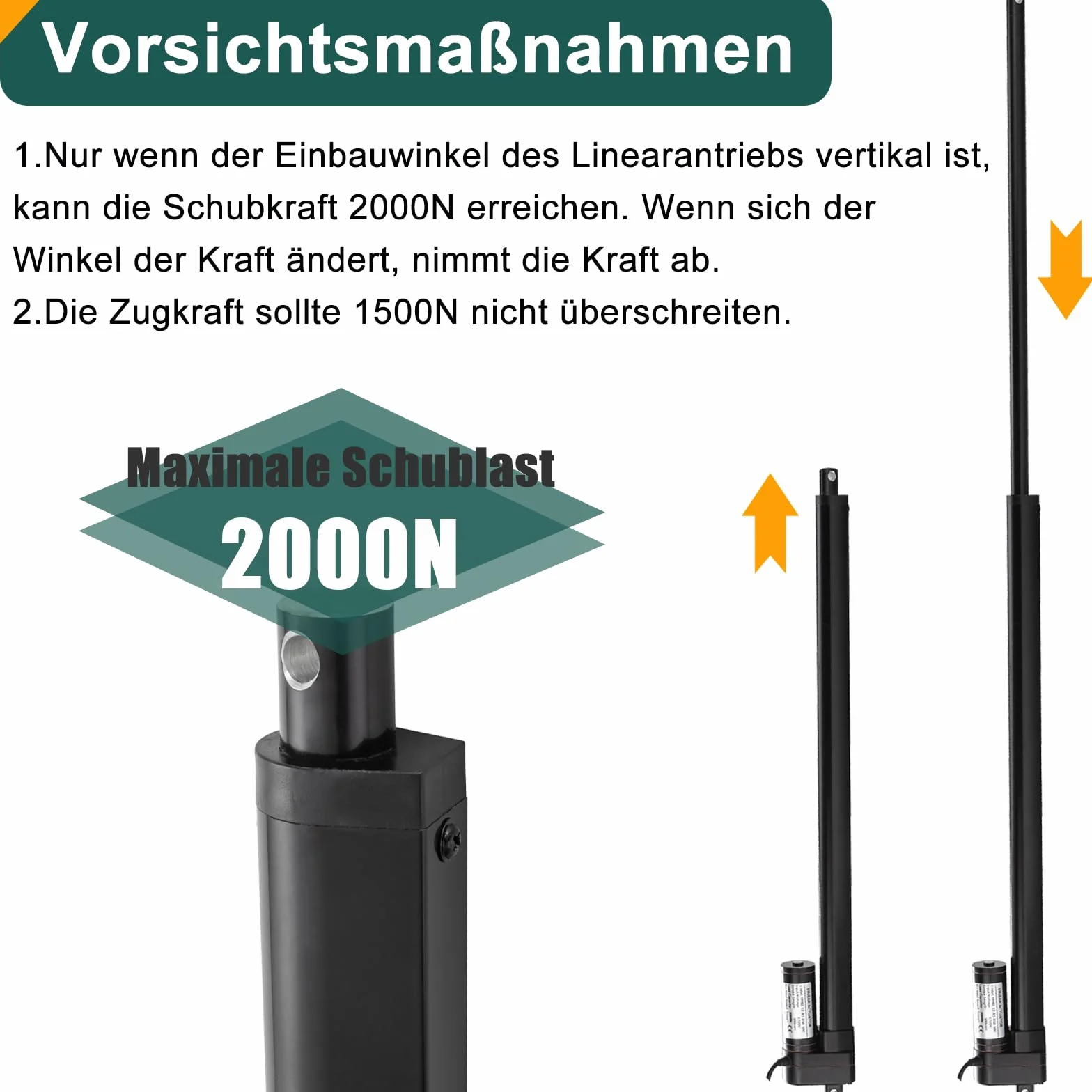Actuador lineal de 12 V, 2000 N, 550 mm, longitud de carrera IP65, resistente al agua, 8 mm/s, actuador lineal, motor lineal con soportes de montaje, para abridor de puertas, rastreador solar