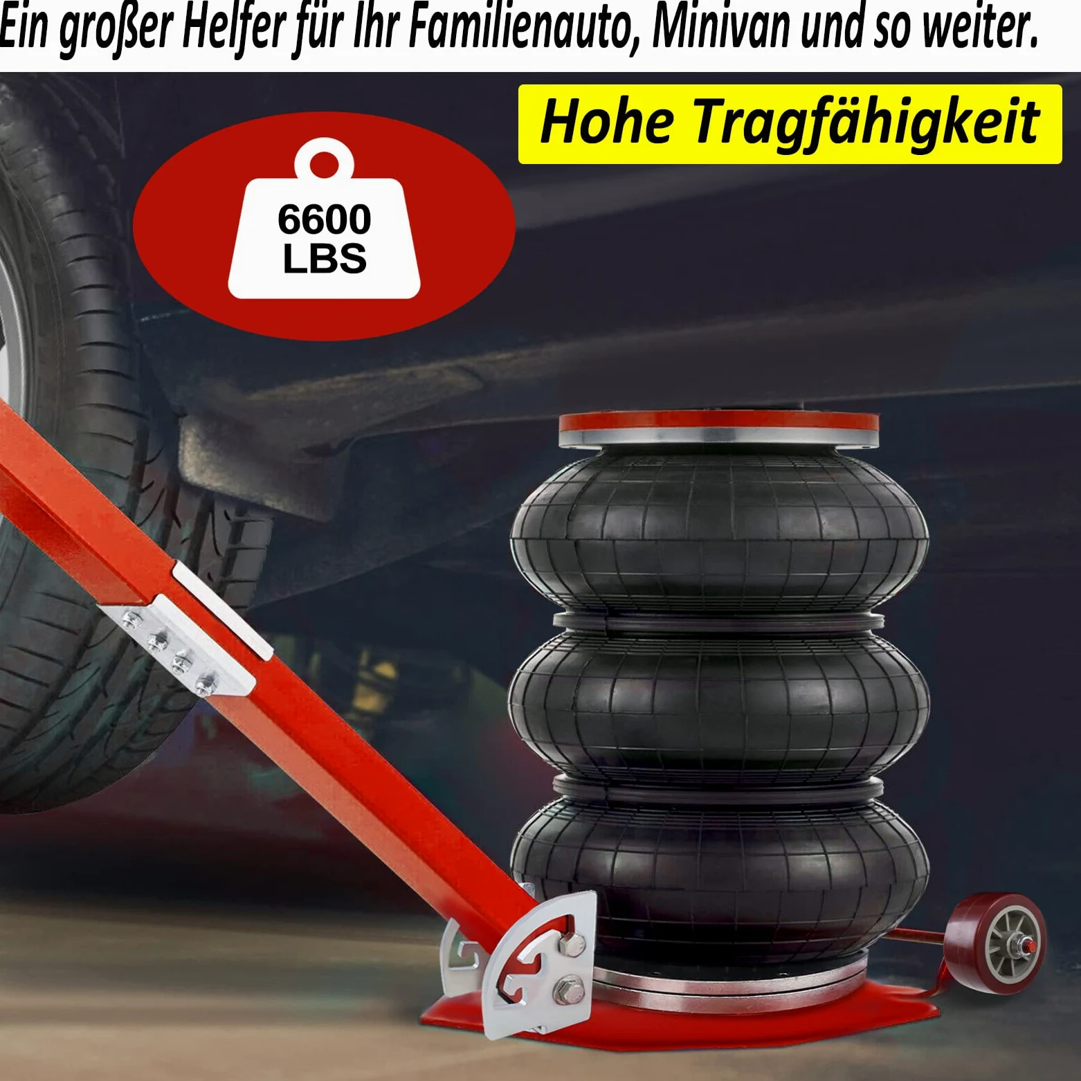 YRHome 3T/6600Lbs - Gato neumático para coche con aire comprimido, altura de elevación 150-400 mm, plataforma elevadora para reparación y maniobras