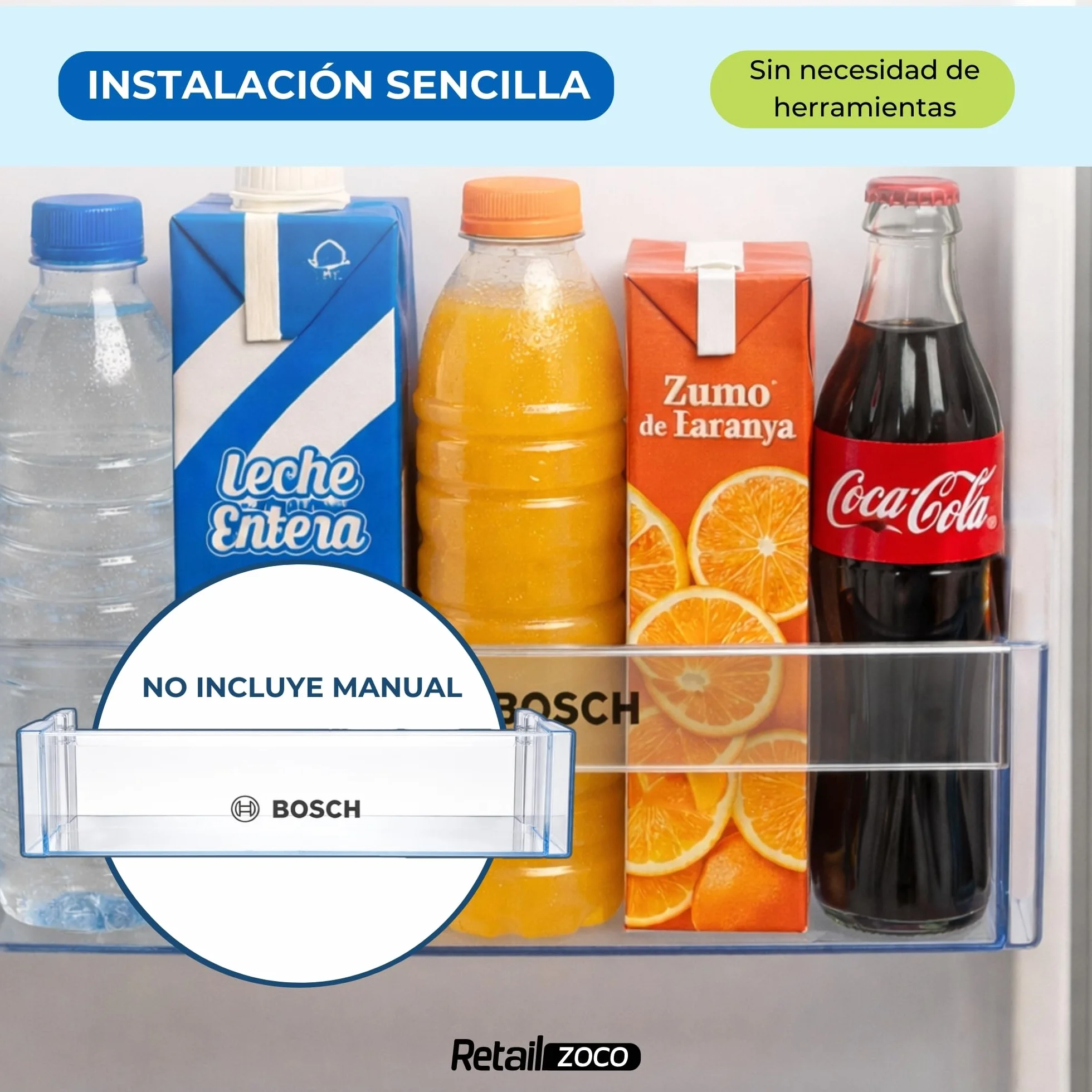 Estante Botellero Frigorífico compatible con Bosch, 442 x 124,9 x 100 mm