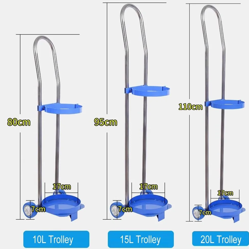 zktoermn Carrito de Cilindro de oxígeno de Acero Inoxidable, Carrito de Tanque de oxígeno rodante Portador de Carrito de Cilindro de oxígeno portátil con Ruedas(17x95cm)