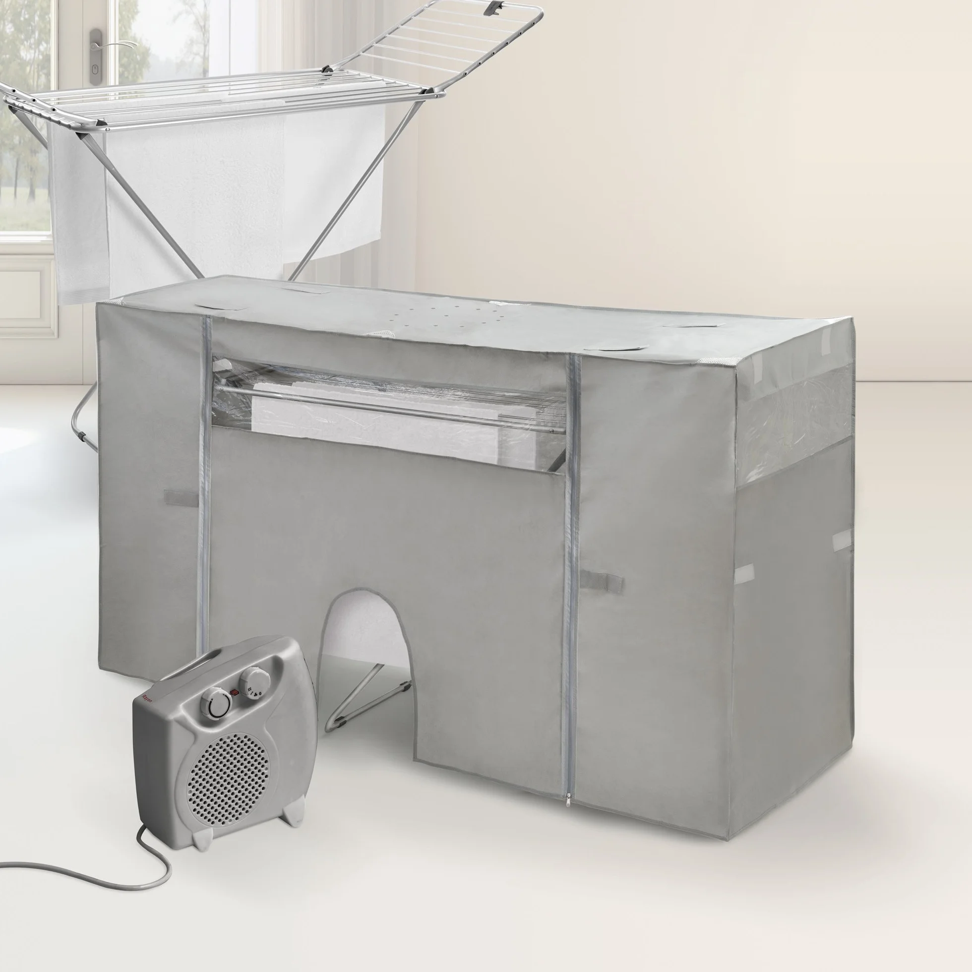 Cubre Tendedero con Calefactor Extensible Gris 105-180x56x106 cm