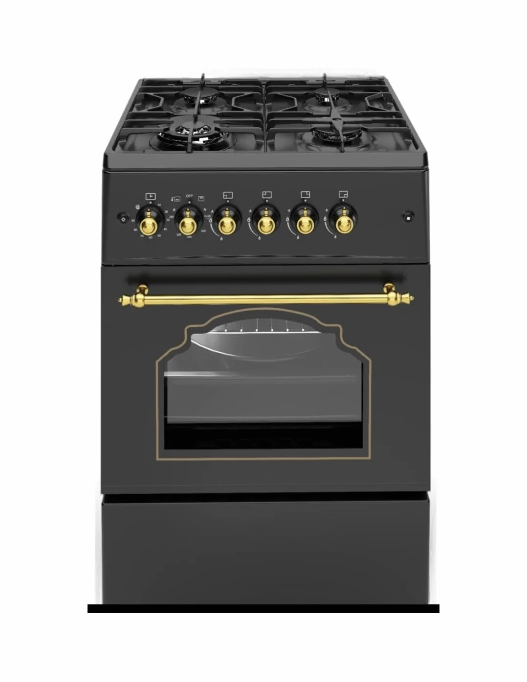ALPHA Cocina de Gas VULCANO GOLD-60 Rustica Oro, Encendido automático, Wok