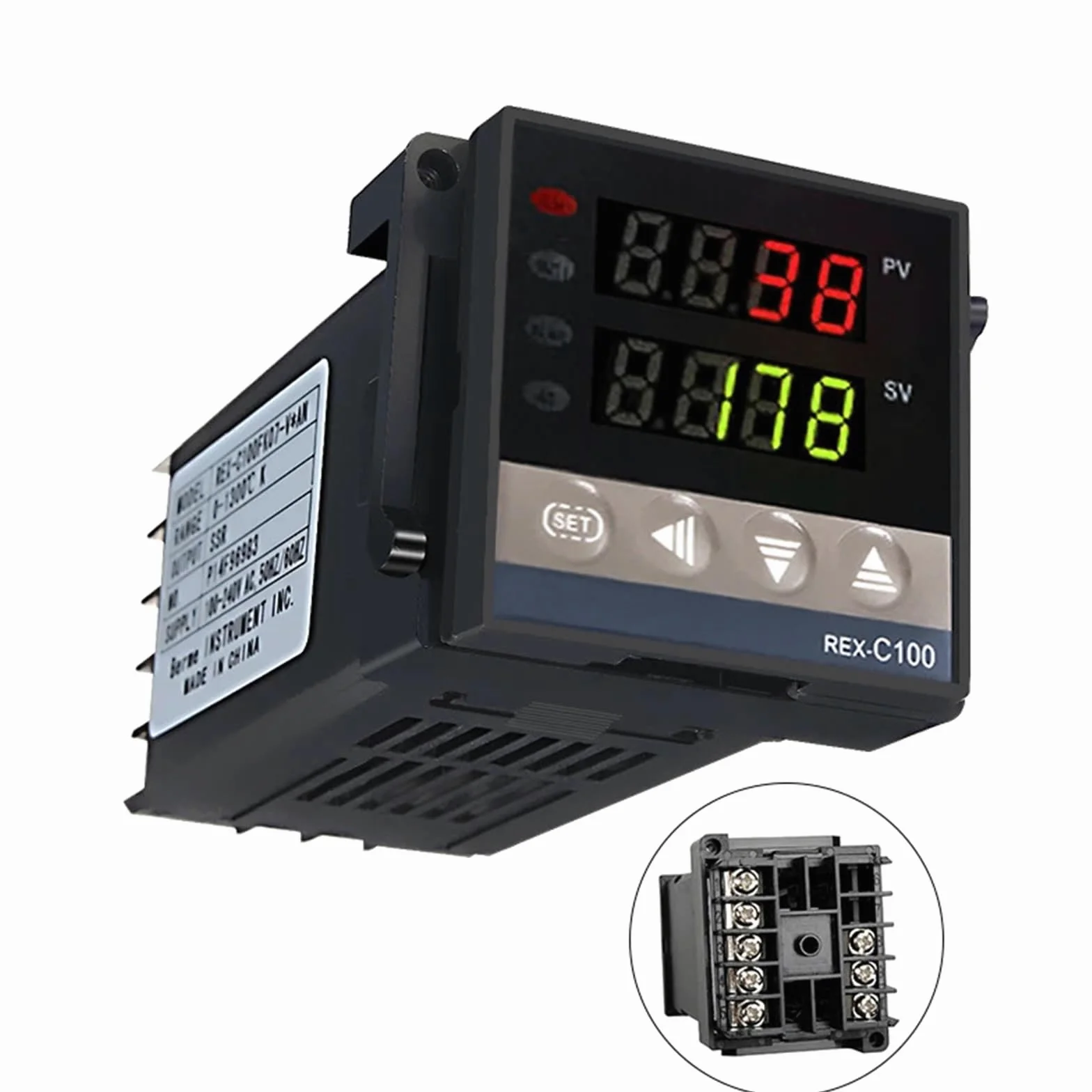 REX-C100 110V a 240V 0 a 1300 grados Sonda de temperatura Alarma Kits de controlador de temperatura PID digital con sensor de sonda tipo K(0-1300 Degree)