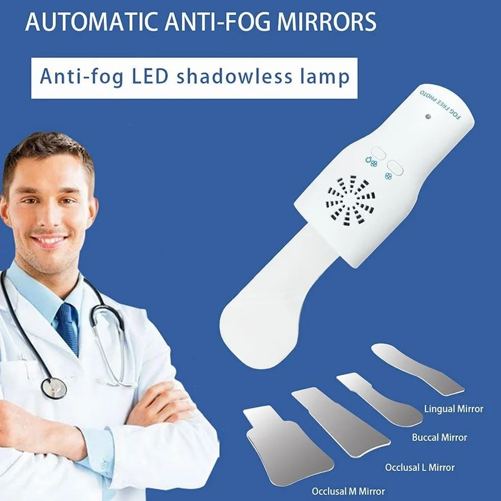 Dental Espejos Anti-Niebla Intraoral LED con Ventilador Recargable