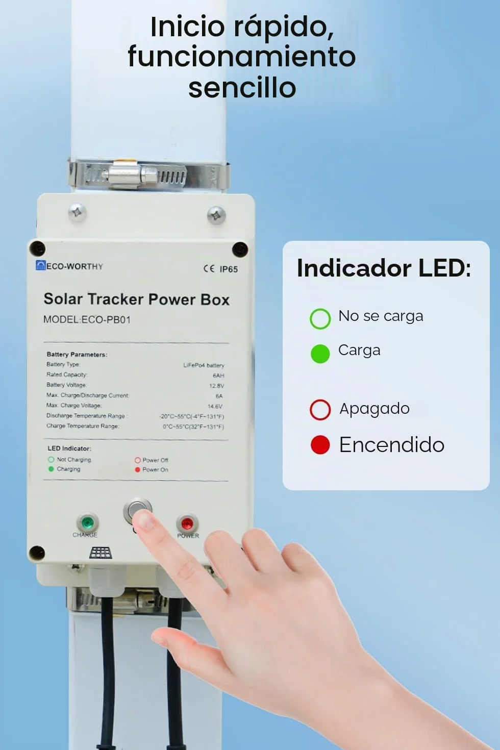 ECO-WORTHY Caja de energía para sistema solar IP65 resistente al agua: panel solar monocristalino de 10 W + batería LiFePO4 de 6 Ah 12 V con 3000 ciclos y protección BMS Plug and Play para jardín y