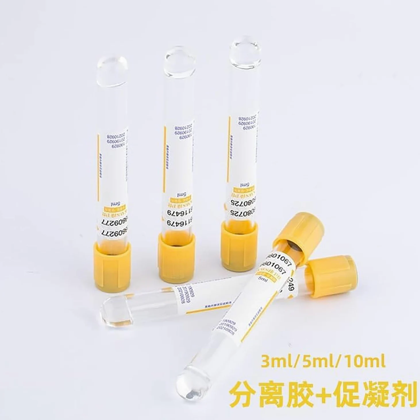 100 tubos de extracción de sangre, tubos de vacío de vidrio con gel de separación amarillo y coagulante, visibilidad mejorada, tubos centrífugos de laboratorio para muestreo