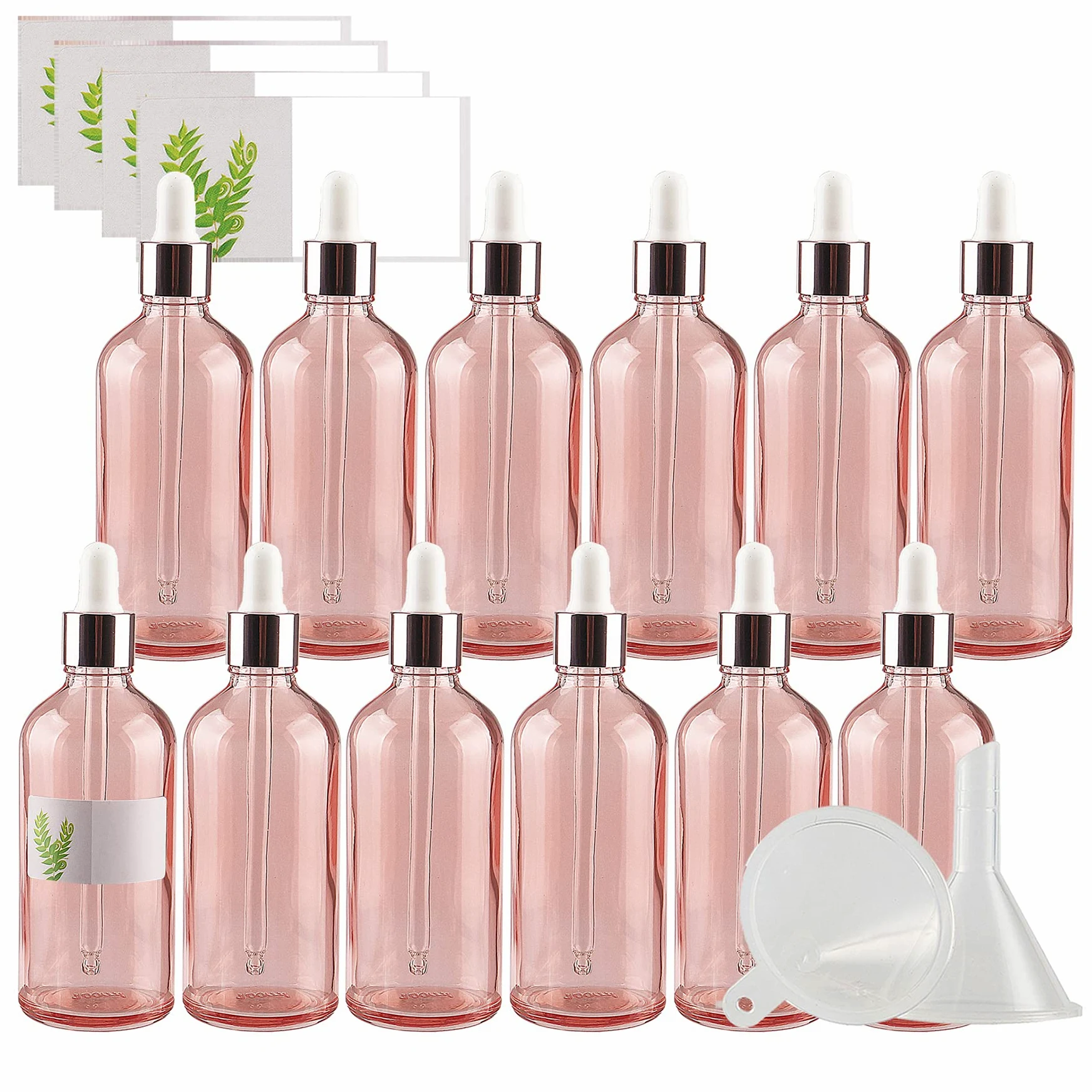 12 Pieza 50ml Rosa Botellas de Cristal con Pipeta, 50 ml Frasco Cuentagotas Cristal con Tapón de Rosca Rosa, Botella de Vidrio con Cuentagotas para Aceite Esencial Aromaterapia