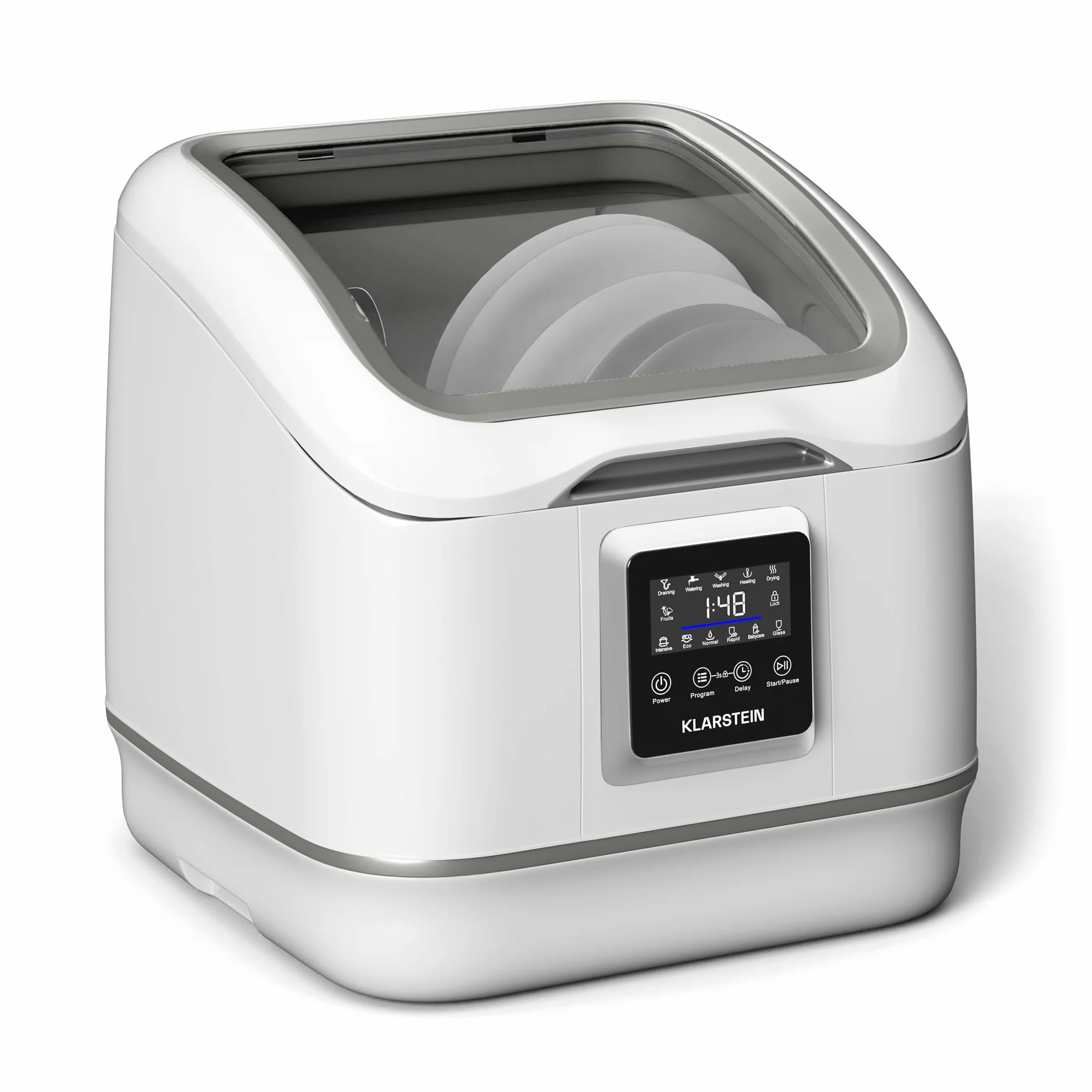 Klarstein SilentScrub lavavajillas encimera portátil compacto 3 cubiertos 7 programas pantalla táctil 55 dB