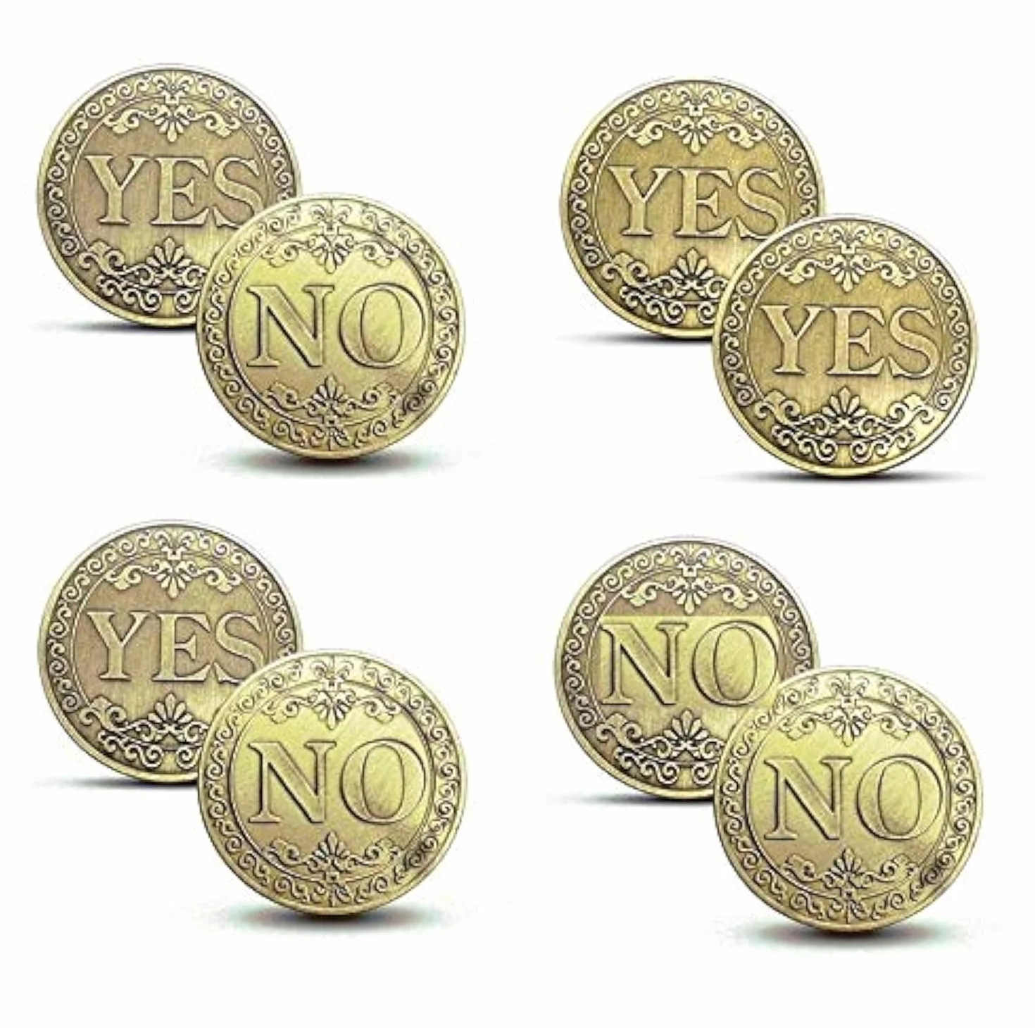 Sí No Monedas Volteando Moneda de Desafío 4 Piezas Colección Conmemorativa Doble-Sí Doble-No Normal