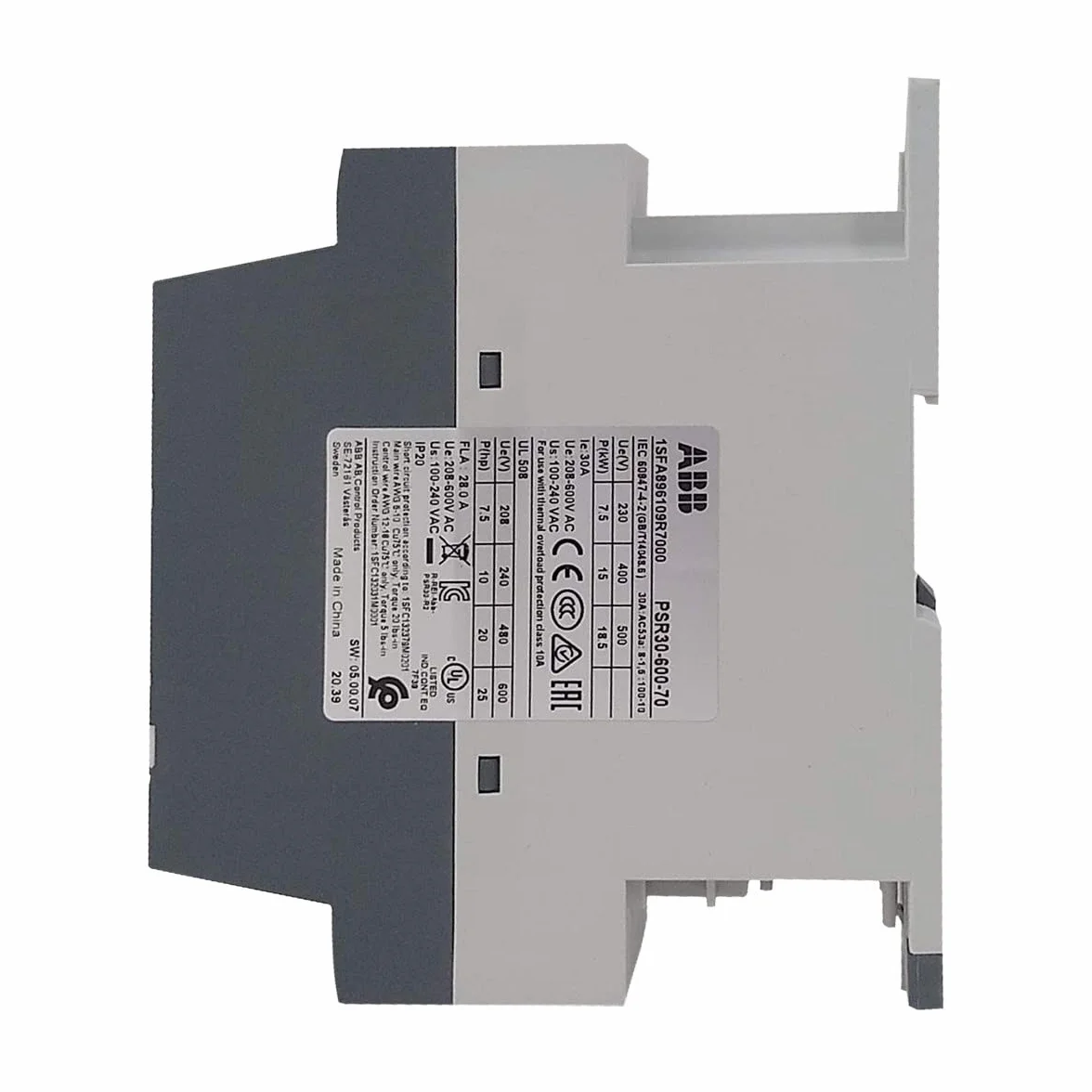 ABB 1SFA896109R7000 ABB ARRANCADOR SUAVE PSR30-600-70 VTJE.PRINC.MAX