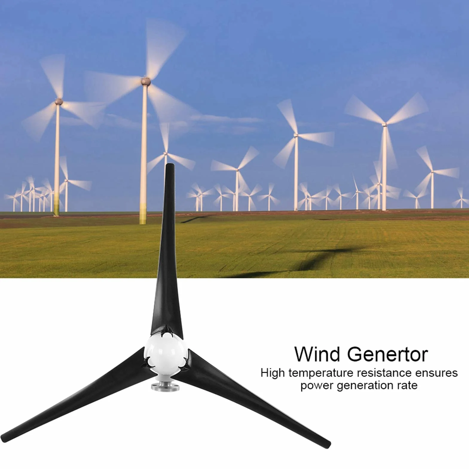 Generador de Turbina de Viento 1200W con 3 Palas y Controlador, Kit para Carga Marina Doméstica (Negro 24V)