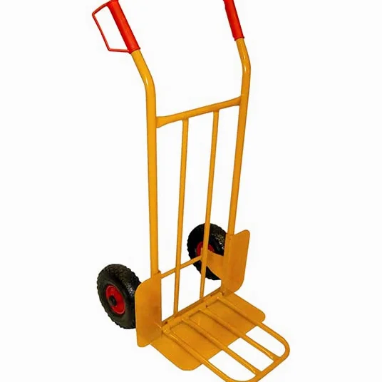 Carretilla Orework para almacén, Carga +300 Kg con rueda neumática reforzada, Carga 300 Kg, Medidas: alto 117 cm, ancho 50 cm. Medidas pala 46 × 18 cm. Medidas parrilla 32 × 38 cm.