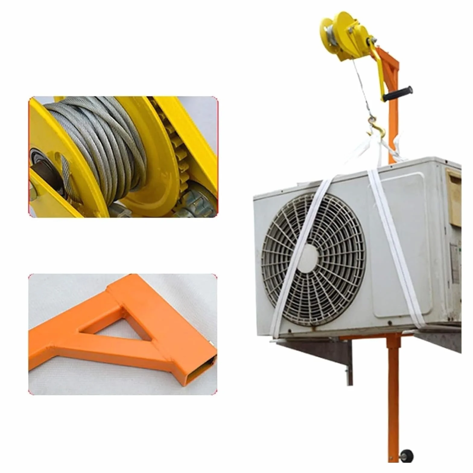 Instalación De Aire Acondicionado Instalación De Máquina Exterior Grúa Pequeña Manivela Gancho Soporte De Elevación Manivela Herramienta De Elevación De Aire Acondicionado, 25M
