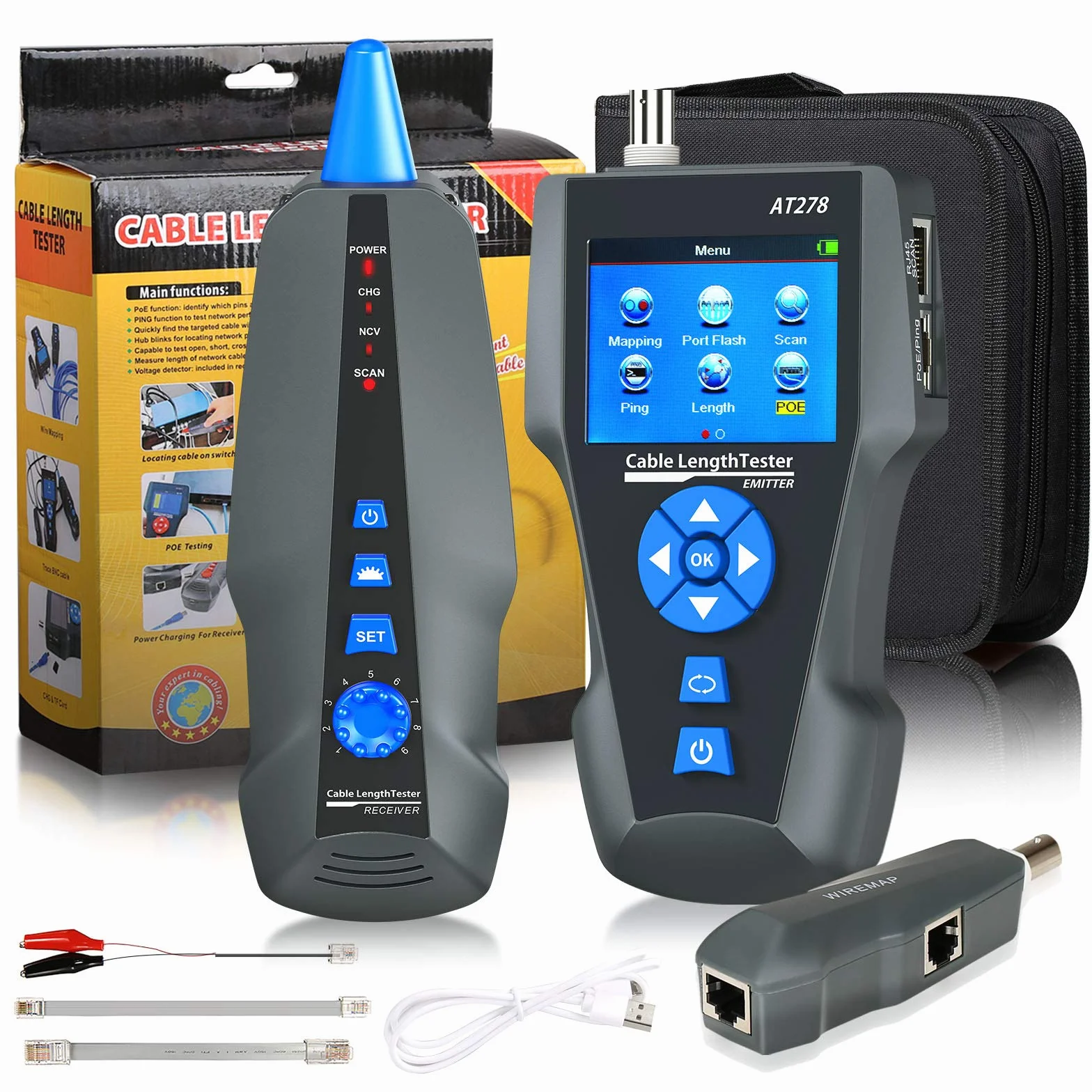 comprobadores de cables de red, NF-8601S TDR Multifuncional LCD Line Length Tester Breakpoint Testers Tracker RJ45/RJ11/BNC/Metal Cable/PING/POE Cable