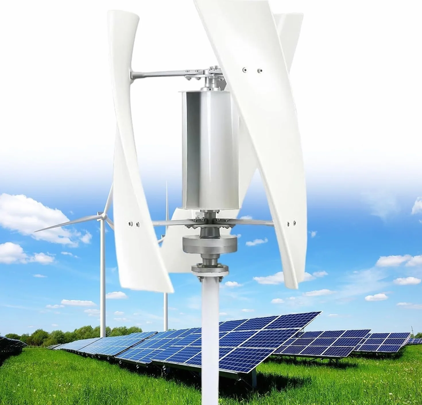Aerogeneradores Vertical 12V 24V 48V 220V con Controlador de Carga a Prueba Agua 3 aspas para Uso doméstico 16000W 20000W Sin Ruido Aerogenerador Vertical levitación magnética(20000W,24V)