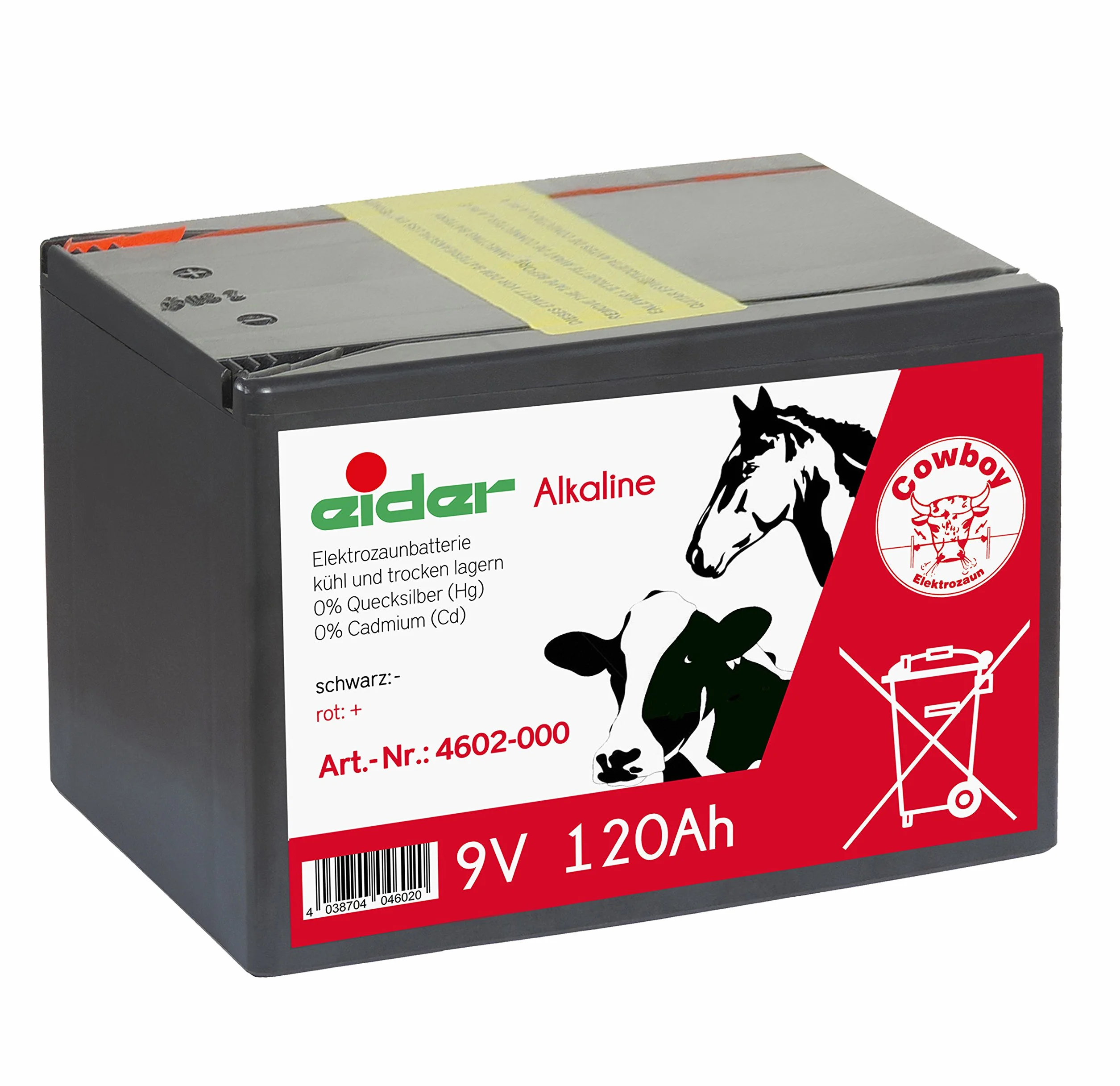 Eider 4 baterías alcalinas 9V 120Ah para valla de pastos larga duración