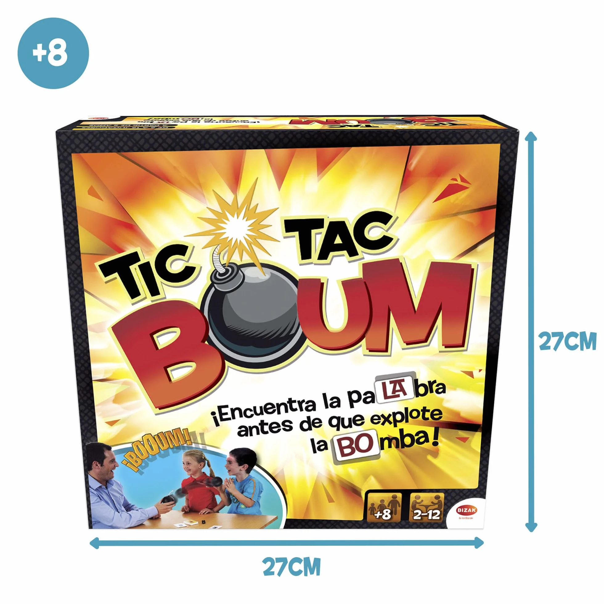 Bizak Tic TAC Boum Juego de Mesa Infantil a Partir de 8 Años, Juego de Cartas Educativo 2-12 Jugadores