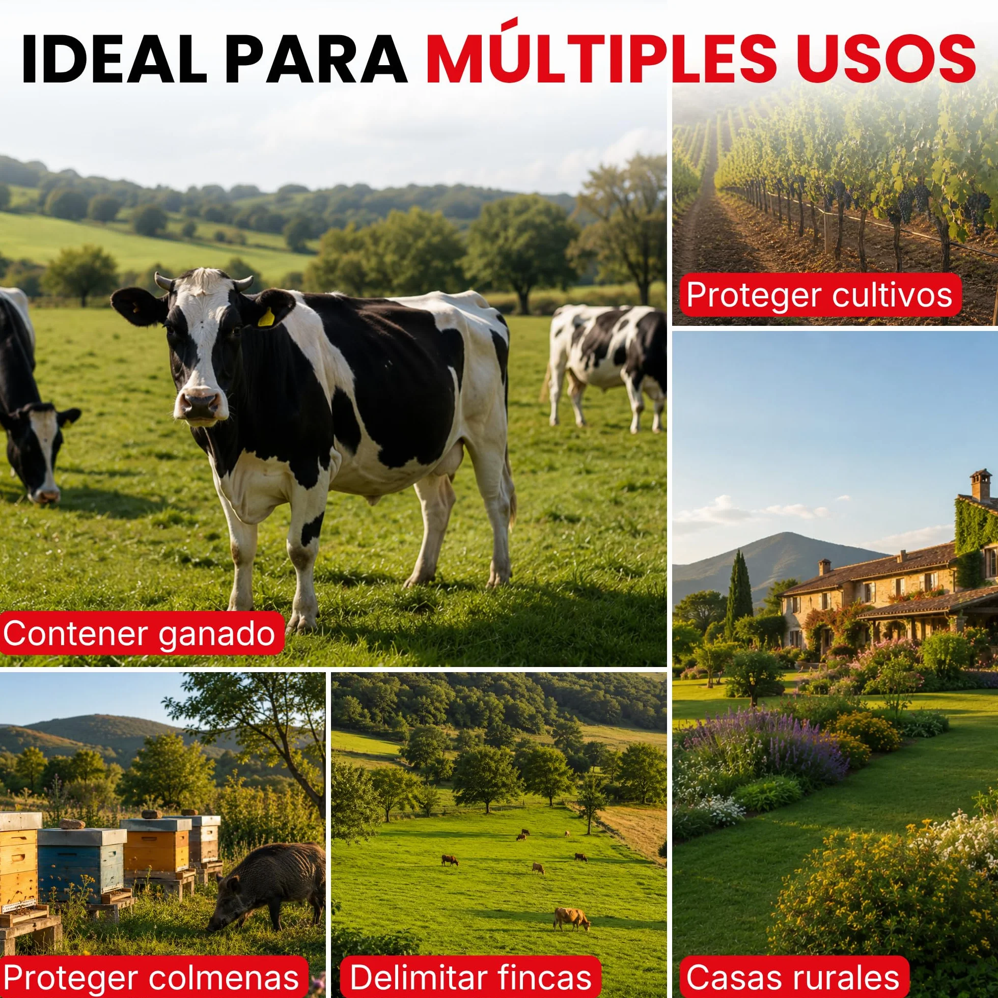 Llampec Aislador Ais00006E - Pack 200 Aisladores N-6E para Pastor Eléctrico, Compatibles con Varilla, Hilo y Cable, Aislamiento de Alta Resistencia para Cercados Eléctricos y Vallados de Ganado