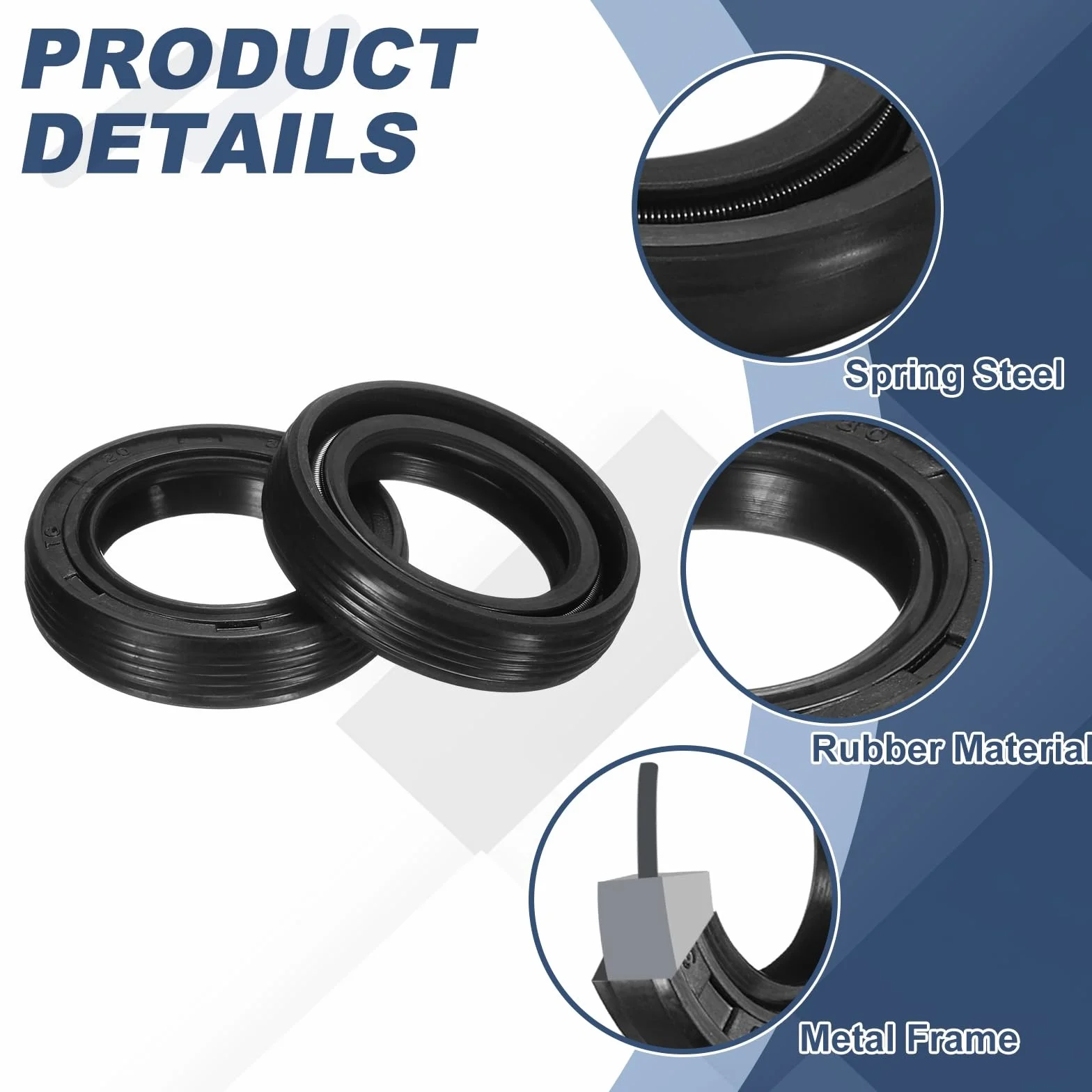 QUARKZMAN Retenes 20x30x7mm TC Nitrilo Doble Labio Kit Eje Cojinete Mecánico Automotriz Negro
