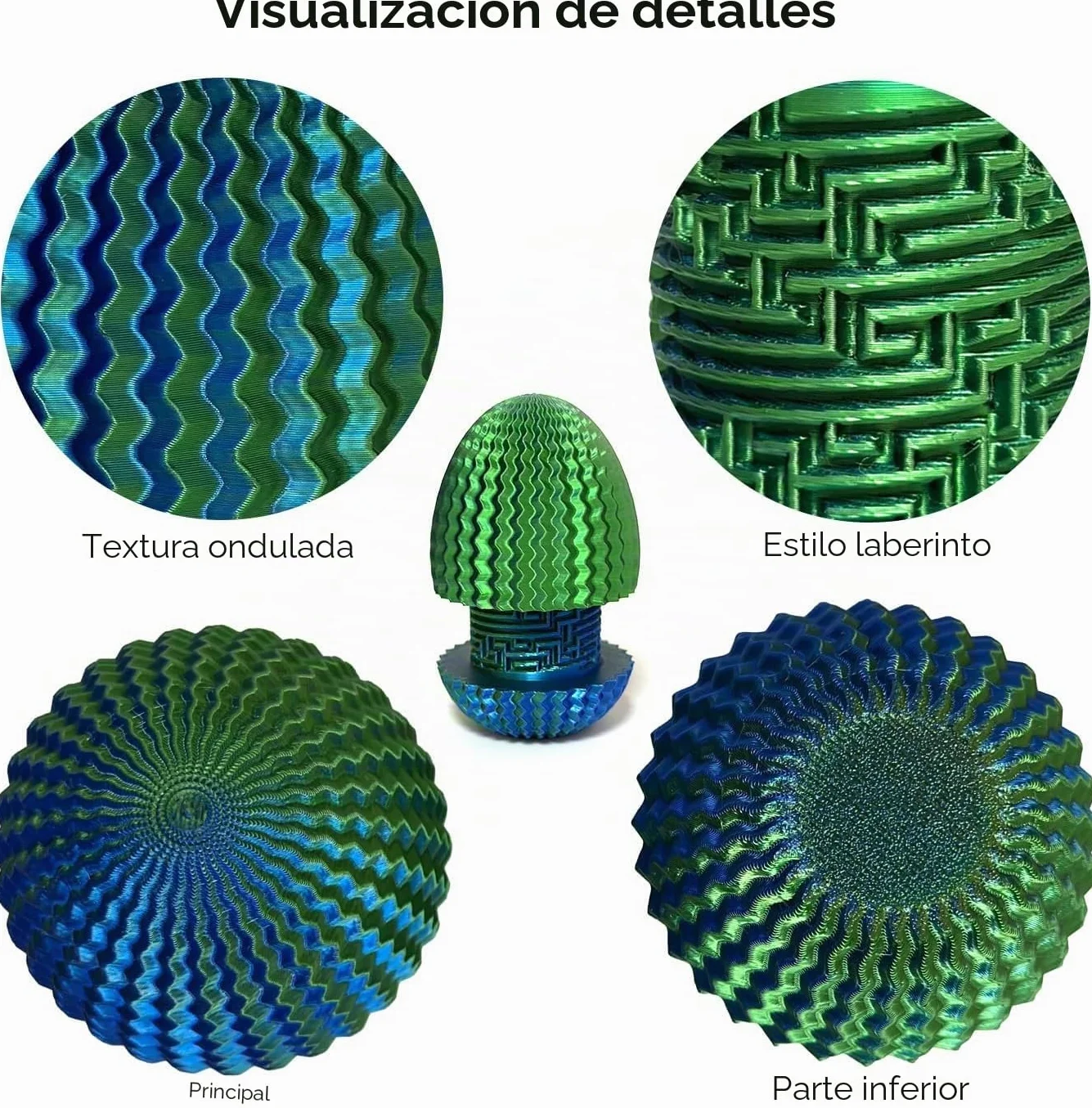 Caja Misteriosa Enigma Laberinto Ovalado Impresa 3D Azul-Verde Compartimento Secreto Cilindro Código Entrenamiento Concentración