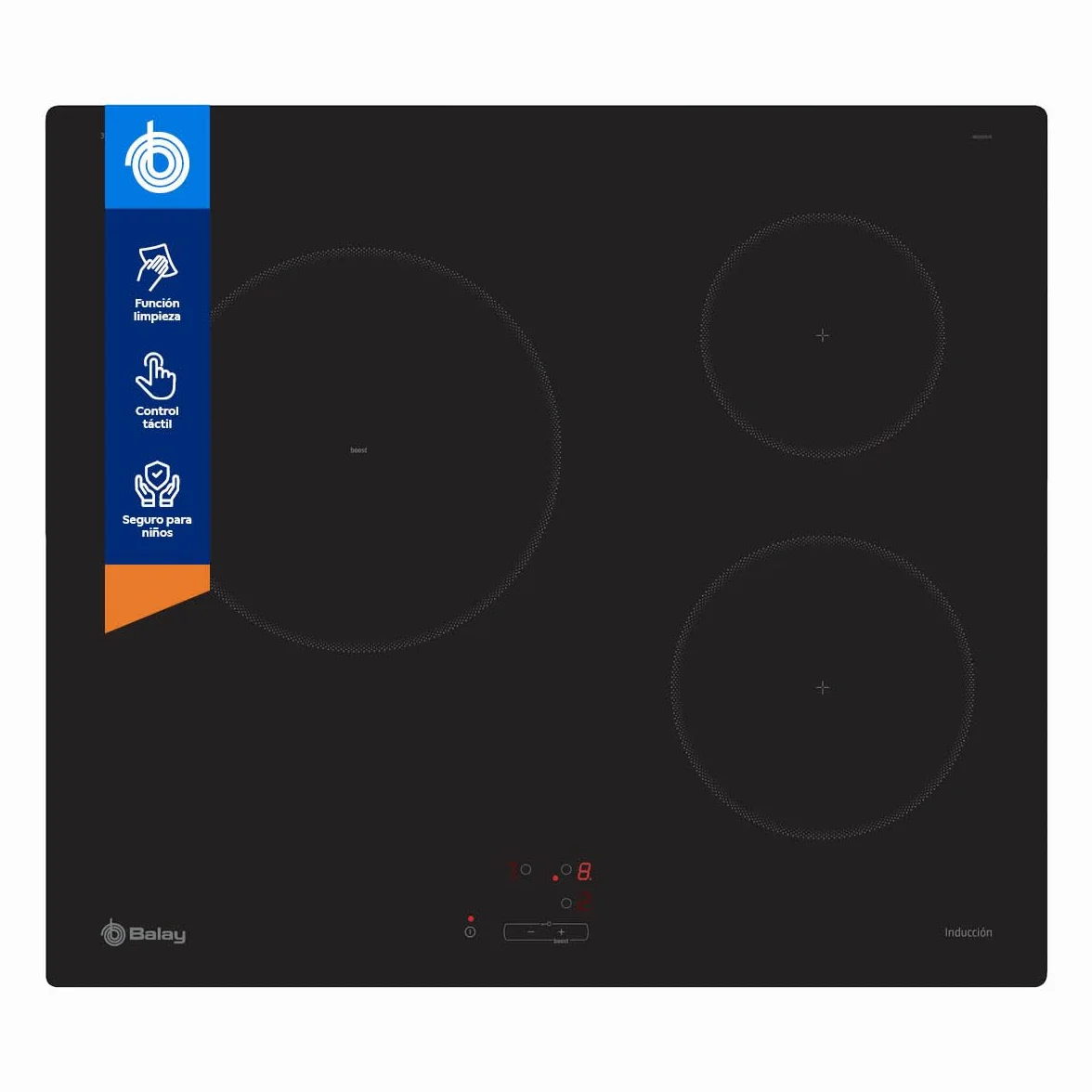 Balay Placa de Inducción 60 cm 3 Fuegos 3EB864EN Negro