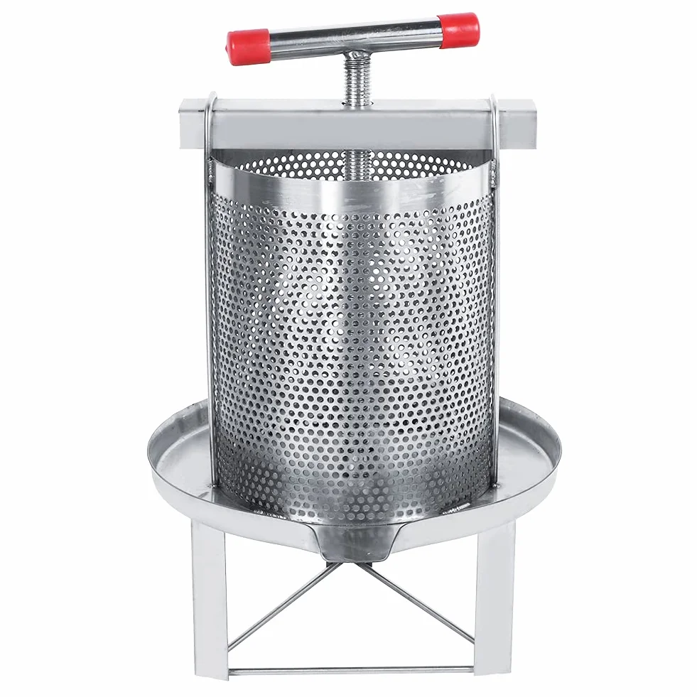 Yctze Manual de Acero Inoxidable Manual de Miel y Herramienta de Prensa de Cera para Apicultura con filtro: Miel Doméstica Multifuncional y Extractor de Cera