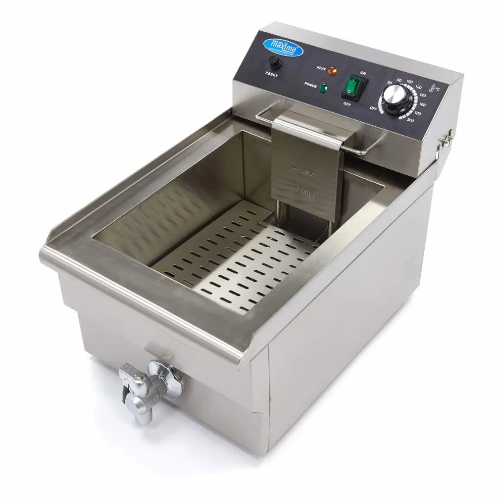 Freidora eléctrica 1 x 16 L con grifo.