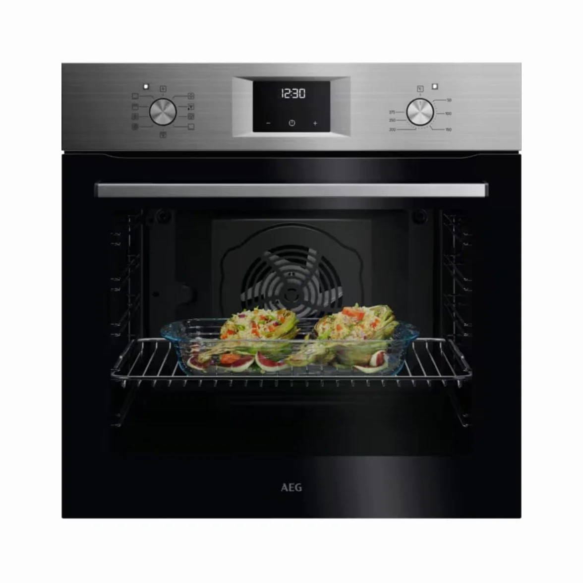 AEG Horno Multifunción OU5AB20SM 72L Limpieza Aqua Clean 9 Programas Grill SurroundCook Pantalla LED Cocción Multinivel Inox Antihuellas