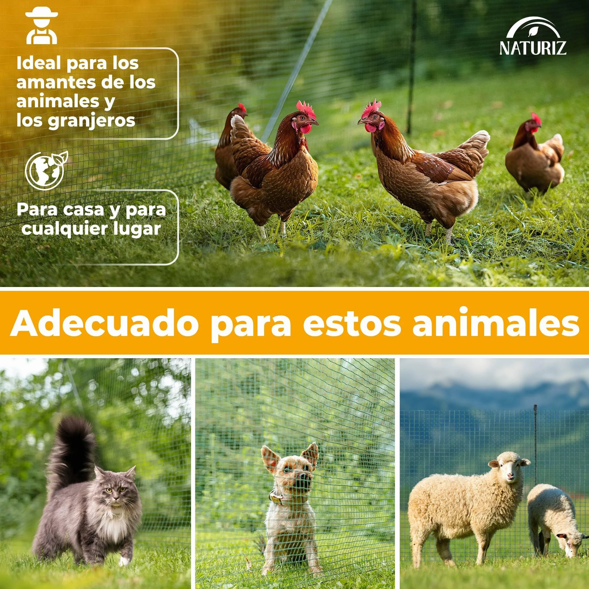 NATURIZ® Valla de perros y pollos en 15m / 20m / 25m x 90cm - malla plastico jardin, Extremadamente Estable, Sin Electricidad, Verde (25m)