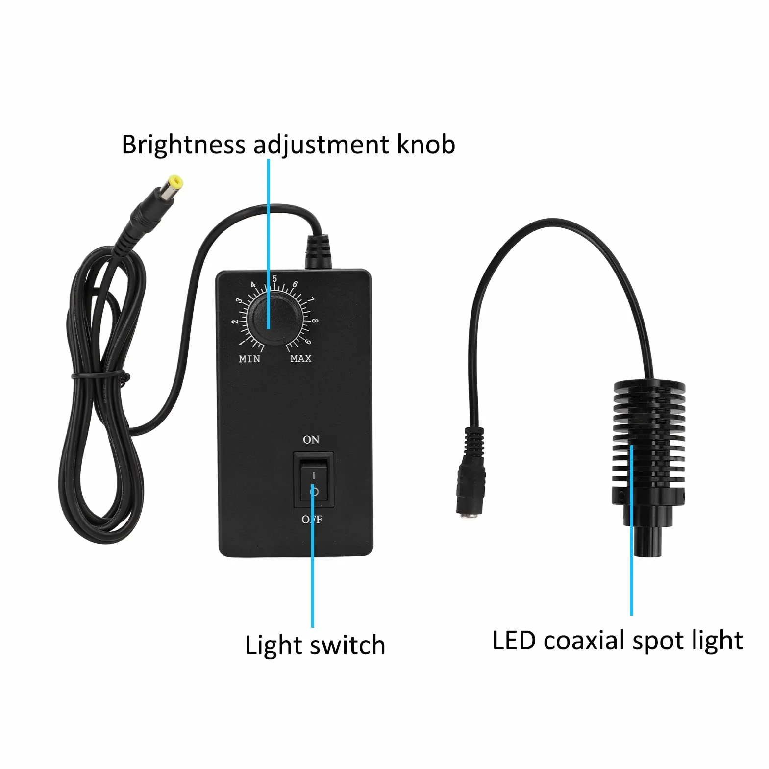 Microscopio Luz Coaxial Tipo Dividido Foco LED Brillo Ajustable Microscopio Iluminador Luz con Buena Disipación de Calor AC100V‑240V(Enchufe europeo de Φ11 mm blanco)
