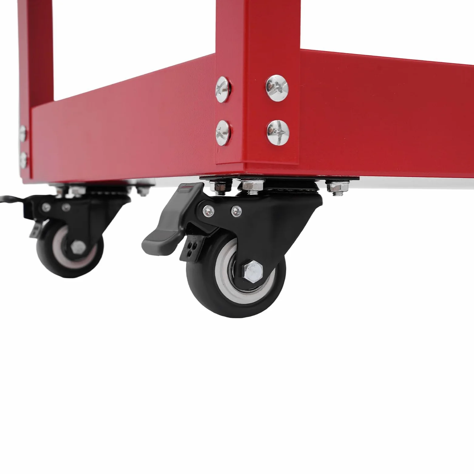 Carro de herramientas con 3 niveles, con cajón y ruedas con cerradura, capacidad de carga de 250 kg para almacén, garaje o taller (rojo)