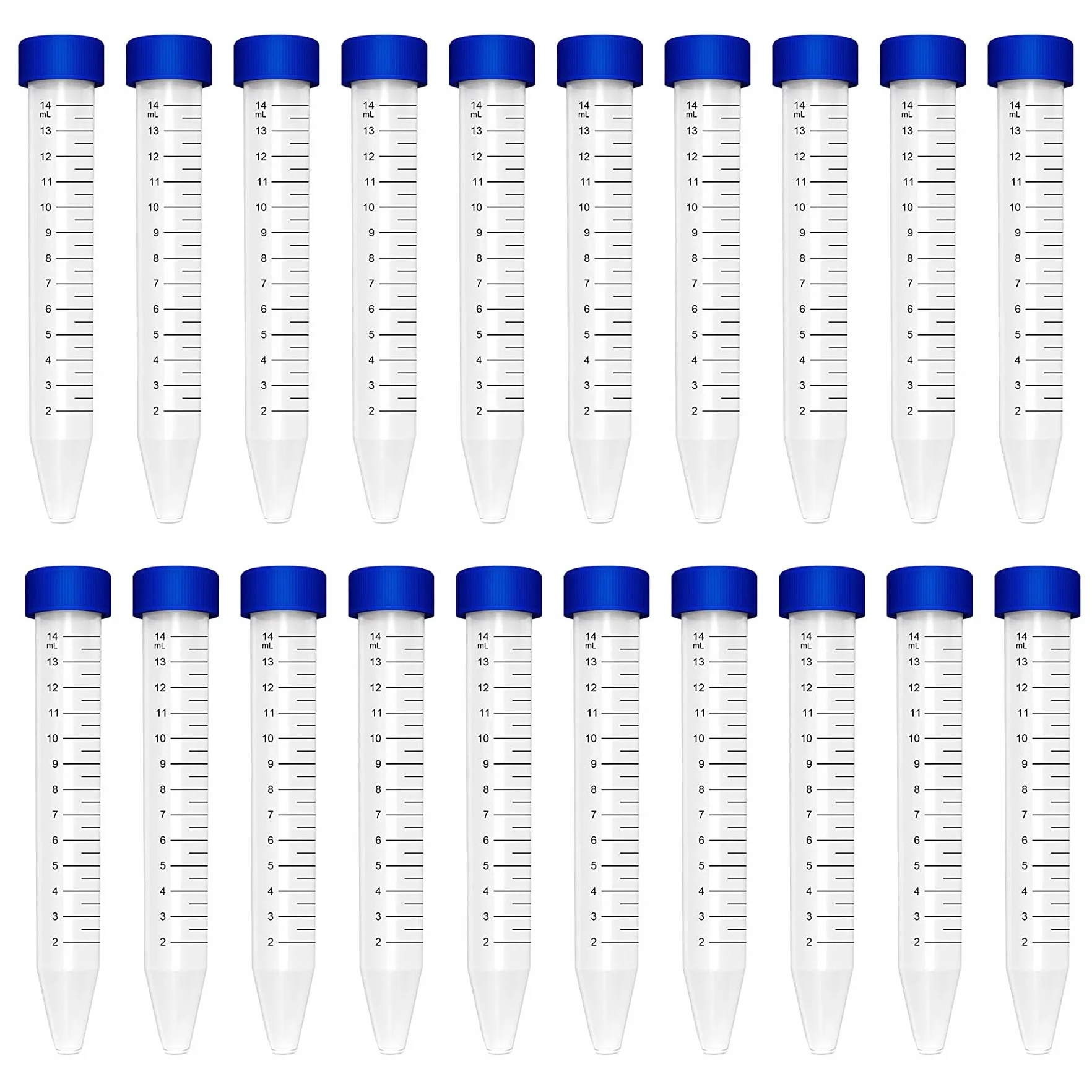 HUAZIZ 20 Piezas 15 ml Tubo de centrifugado de plástico, Tubos de centrífuga cónica para laboratorio