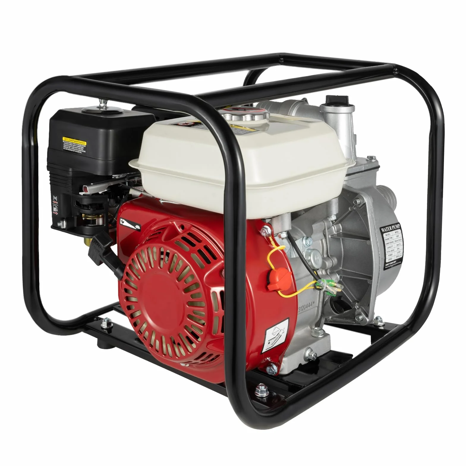 Bomba de agua gasolina 6,5 CV, motor de 4 tiempos 210 cc Motobomba de agua a gasolina, 4,8kW Bomba de jardín 2 pulgadas | Caudal 36 m³/h | elevación: 28 m | succión: 7 m | Riego, Drenaje