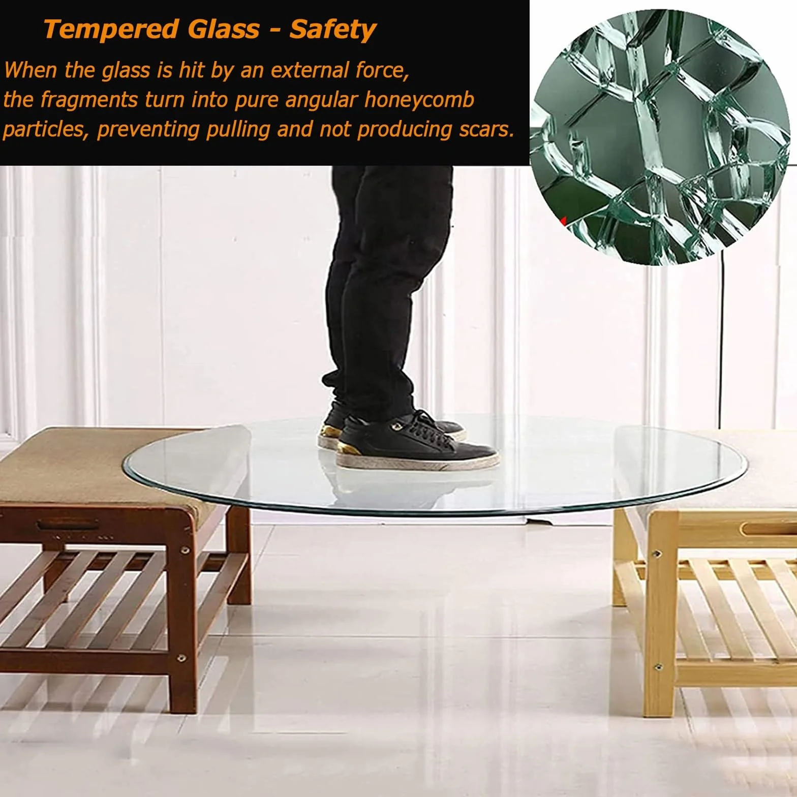 Tablero de cristal templado, 8 mm de grosor, cubierta redonda de cristal transparente para mesas de comedor, 38-100 cm de diámetro para tocadiscos o mesas de café Lazy Susan