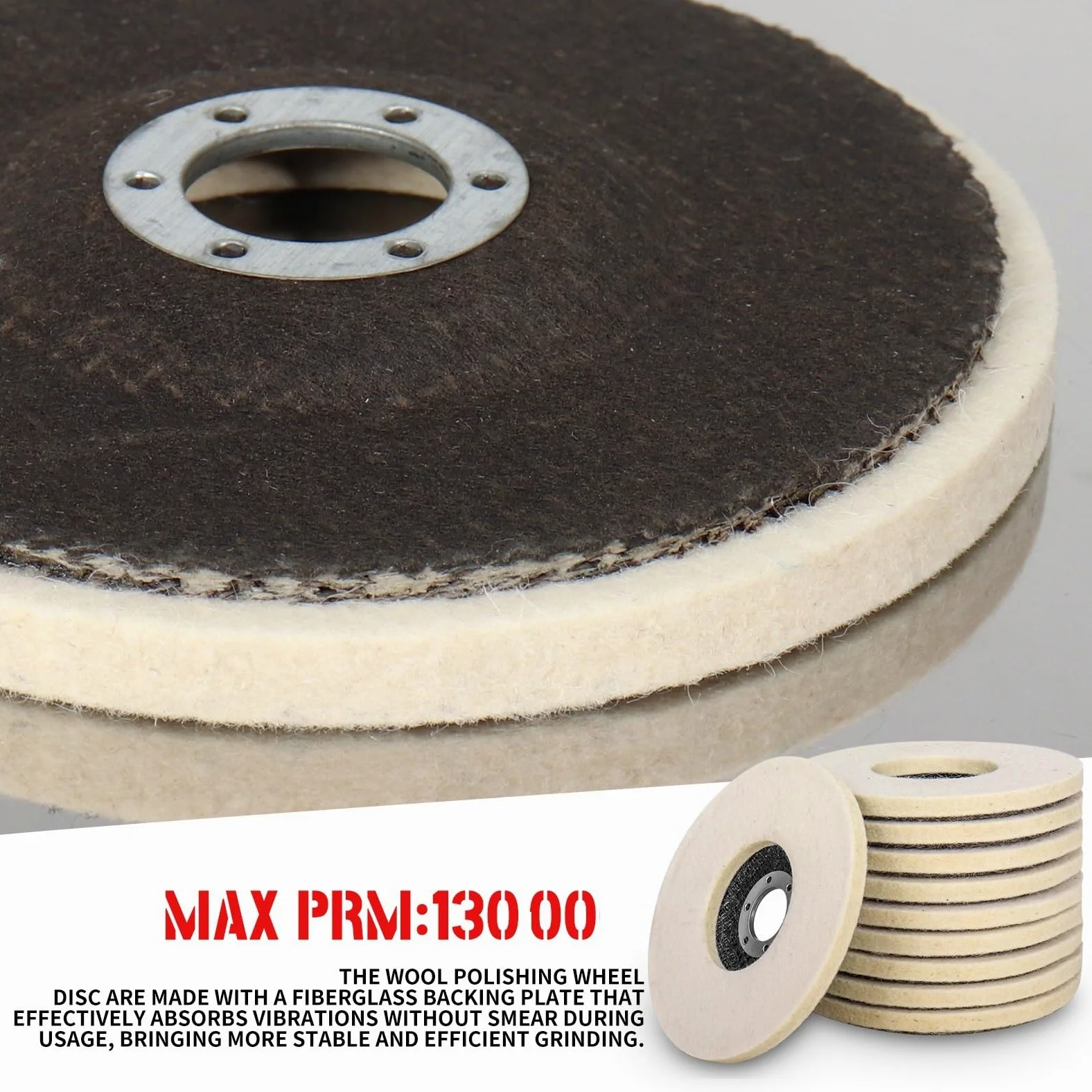 Ruedas de Pulido, Discos de Aletas Rueda de Pulido de Lana Almohadillas de Pulido Rueda de Amoladora Angular Disco de Pulido de Fieltro/10Pcs/100Mm