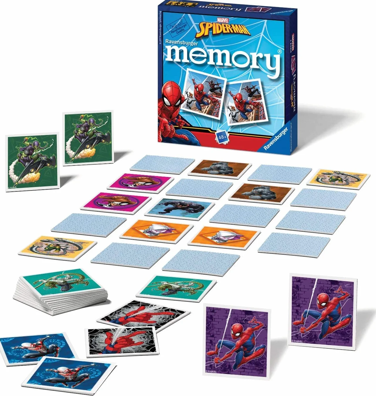 Ravensburger Mini Memory Marvel Spiderman Juego de Mesa Niños 2-6 Jugadores 48 Cartas
