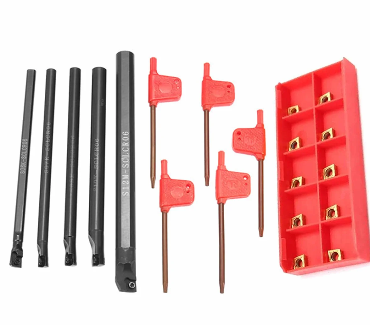 Maizoon CNC Portaherramientas Juego de Barras de Mandrinar CLCR 6-12 mm + Insertos CCMT0602 Carburo