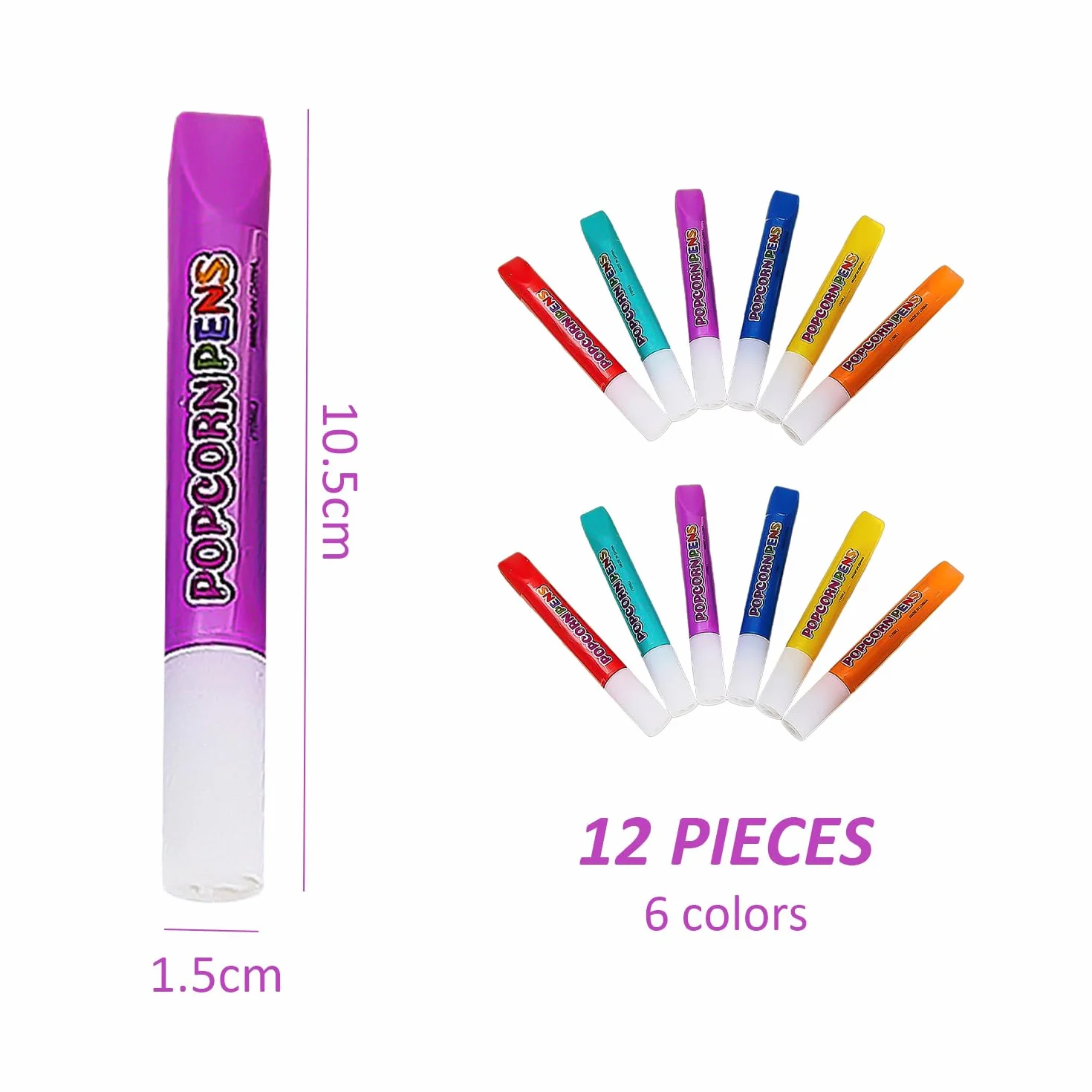 Juego de 12 piezas de pincel de burbujas de palomitas de maíz, bolígrafos 3D esponjosos para niños, pintura DIY y graffiti