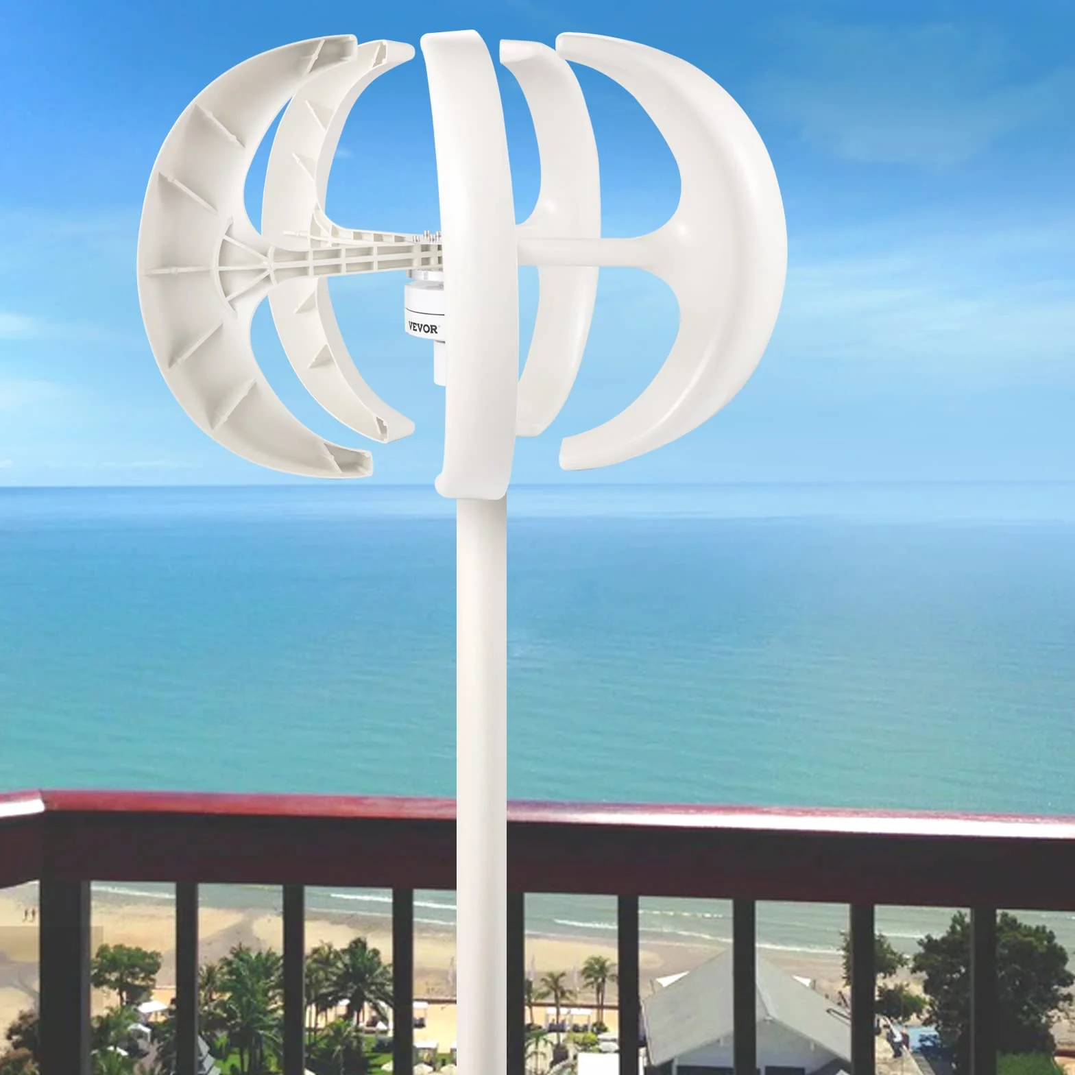 VEVOR Aerogenerador 400W 12V Generador de Turbina Eólica Linterna Blanca Generador de Viento Vertical 5 hojas Turbina de Viento 12V Aerogenerador Eolico