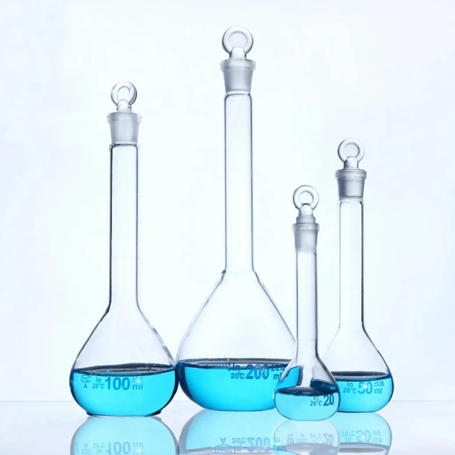 Matraz científico del juego, Paquete de 2 matraces volumétricos de vidrio de 25 ml a 1000 ml(1000mL 2 pieces)