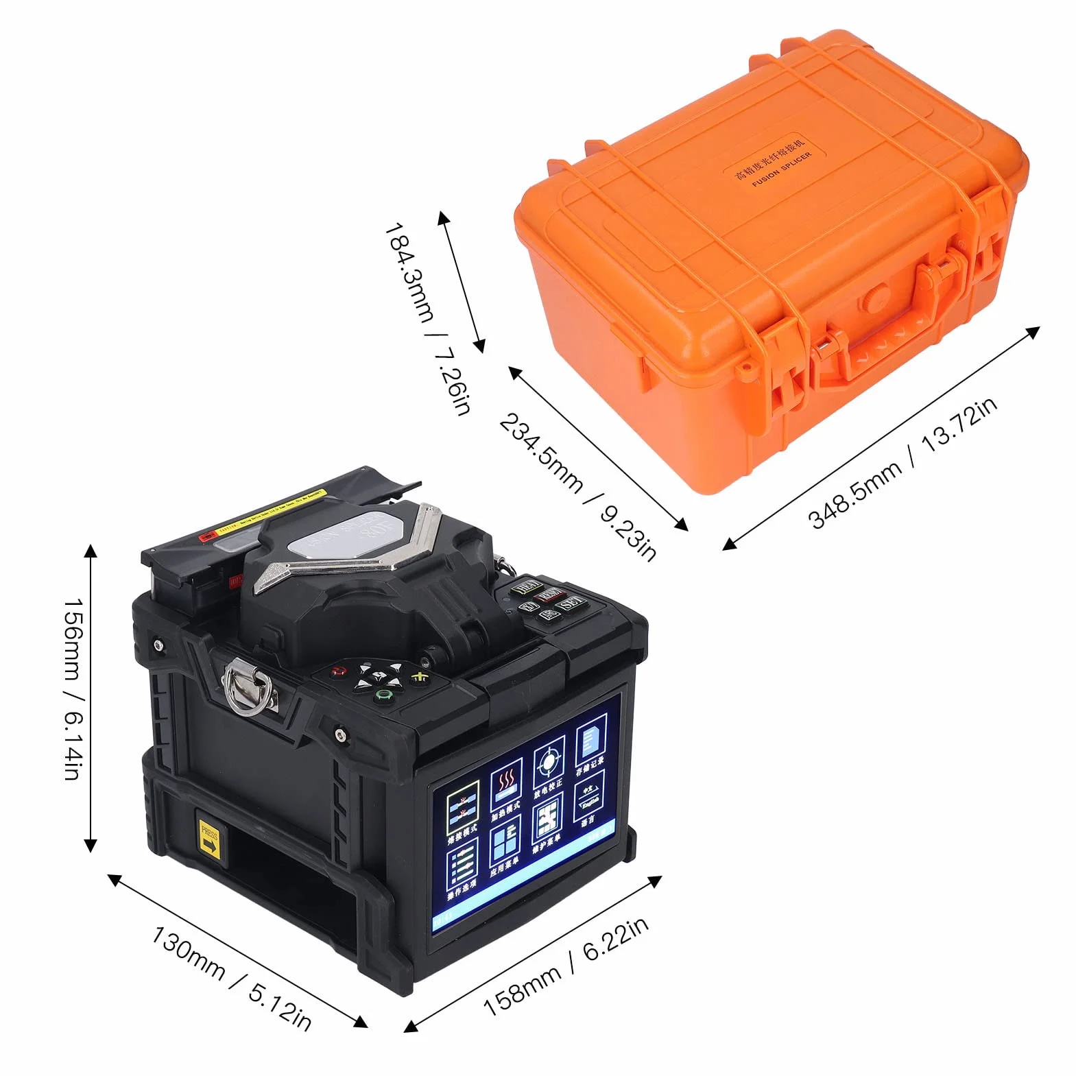 Elprico Empalmador de Fusión de Fibra óptica SKL-80F, Máquina de Empalme de Fibra óptica de Calentamiento Automático con Pantalla LCD de 5 Pulgadas, (Enchufe de la UE)