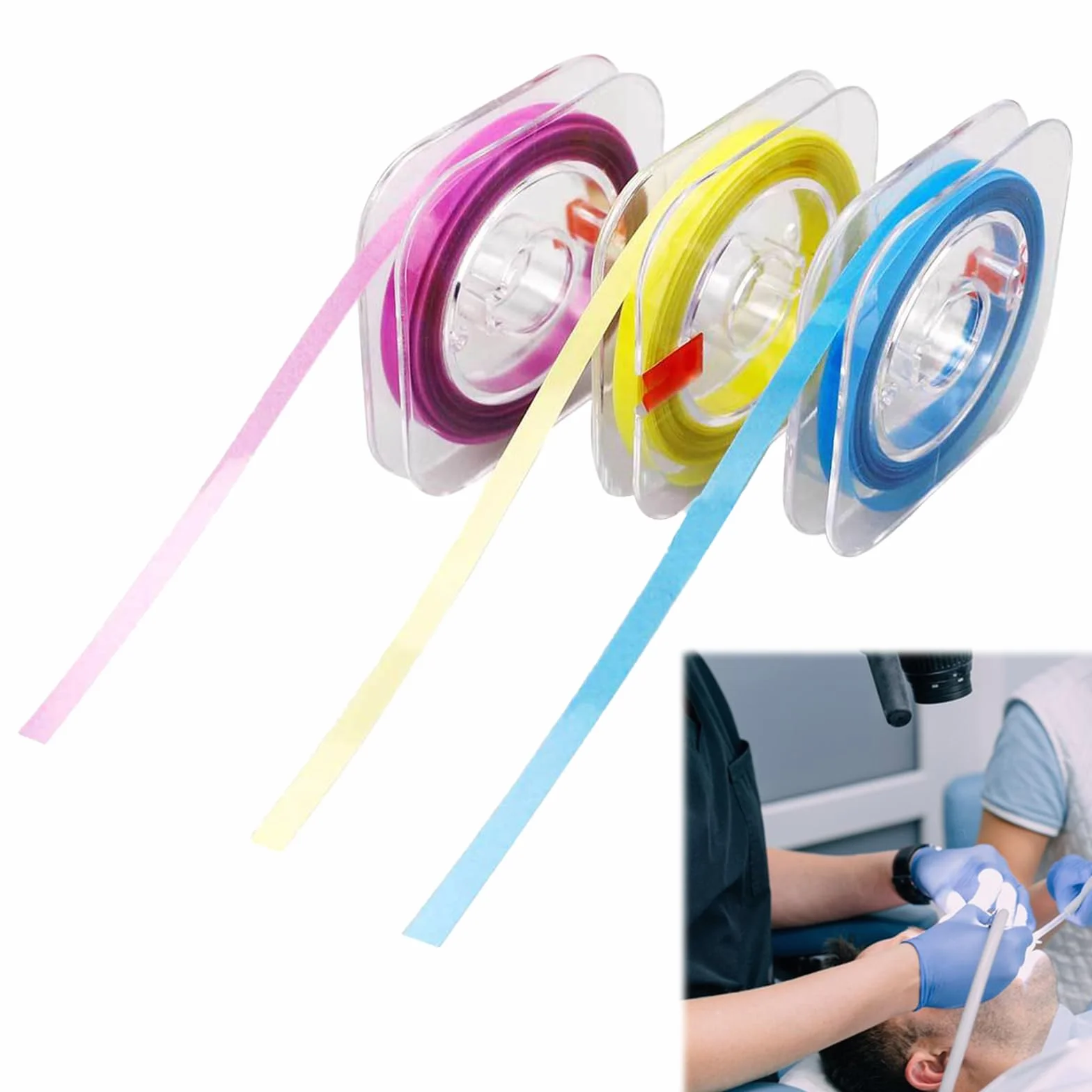 Papel de lija dental 3 volúmenes tiras para pulir dientes azul amarillo púrpura