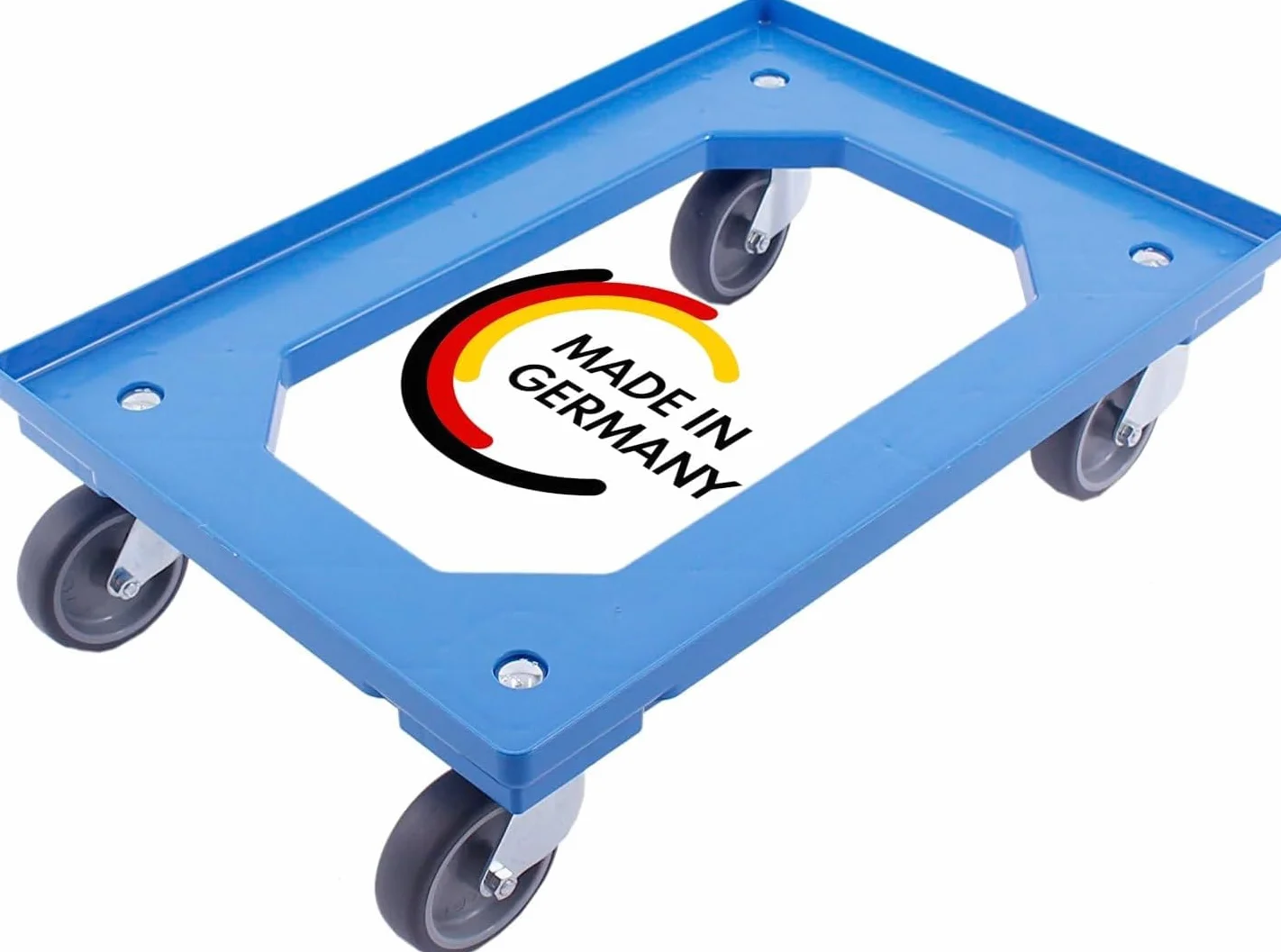 Carro de transporte 60x40 cm plataforma con ruedas carga máxima 300 kg azul