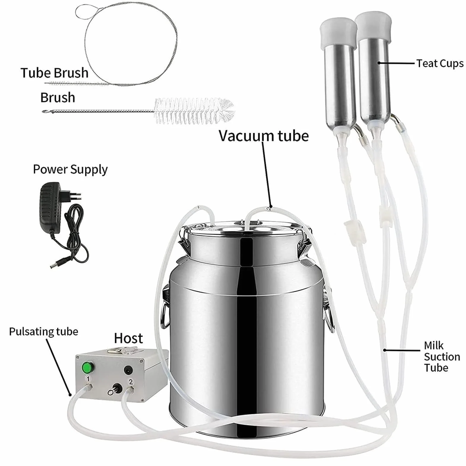 Máquina de Ordeño Eléctrica de Pulsación para Vacas – Bomba de Leche Portátil con Alimentación de Red para Uso Doméstico – Protege Las Ubres y Mejora la Eficiencia del Ordeño,14L
