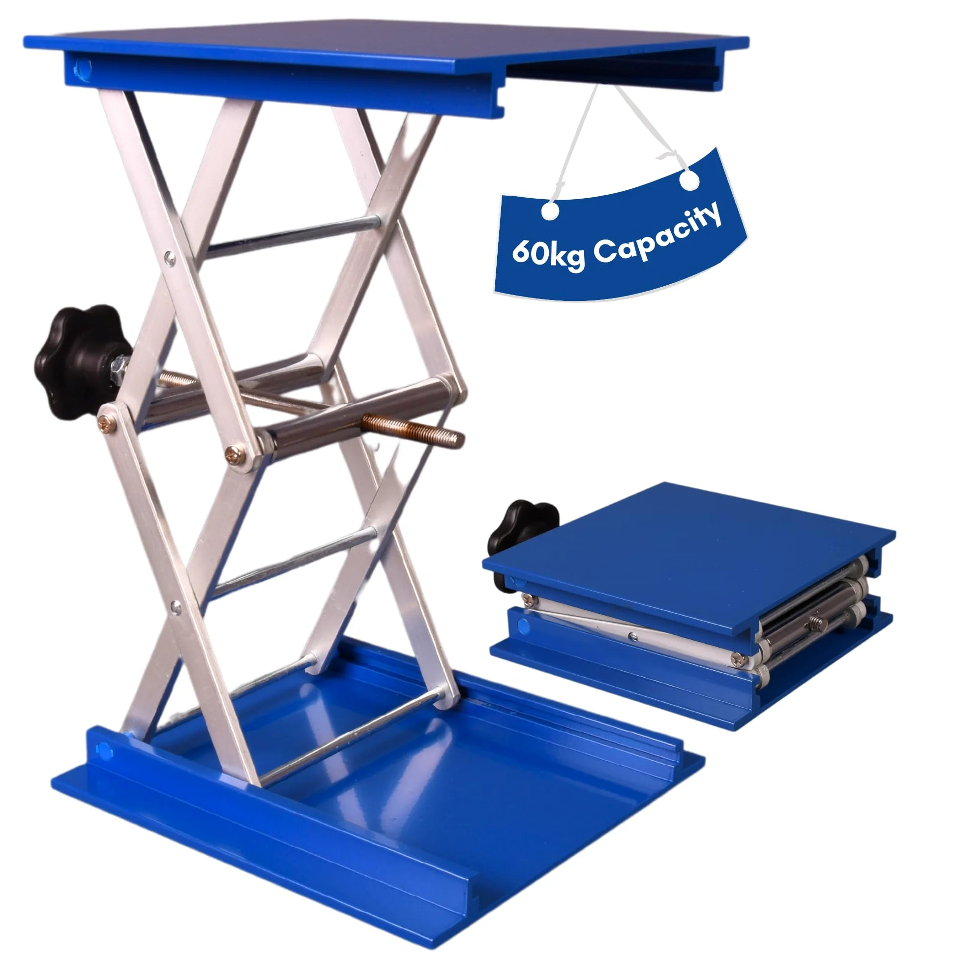 Labsales - Soporte de gato de laboratorio resistente, elevador de tijera de acero inoxidable para instrumentos de laboratorio y botellas de reactivo, perfil bajo, altura ajustable, capacidad de hasta